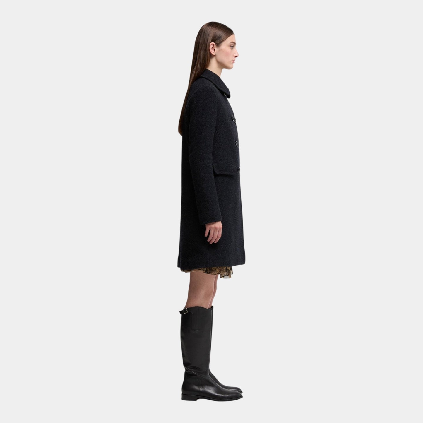 ASPESI Aspesi Cappotto doppiopetto in lana cotta - Blu - Hubert Humangoods