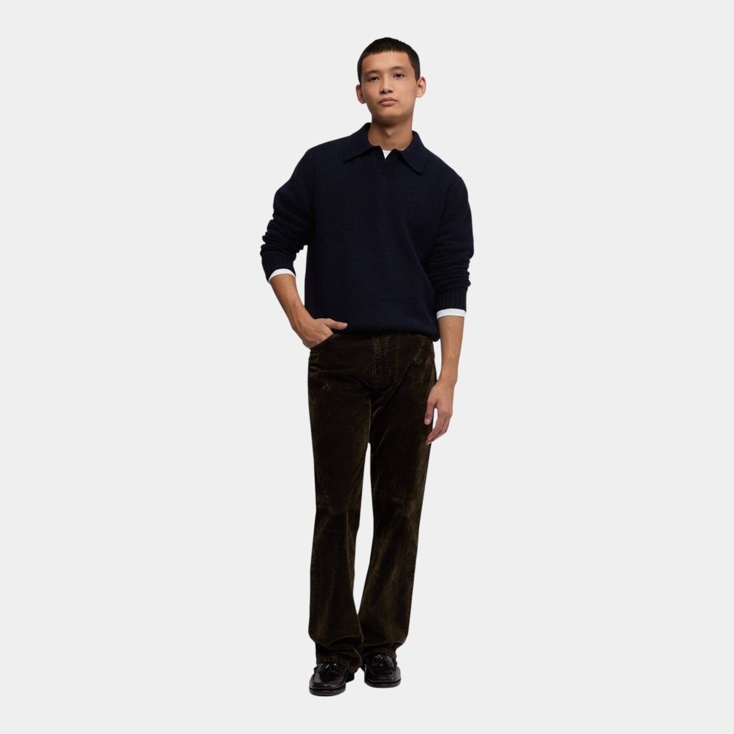 ASPESI Aspesi Maglia con collo in lana - Blu - Hubert Humangoods