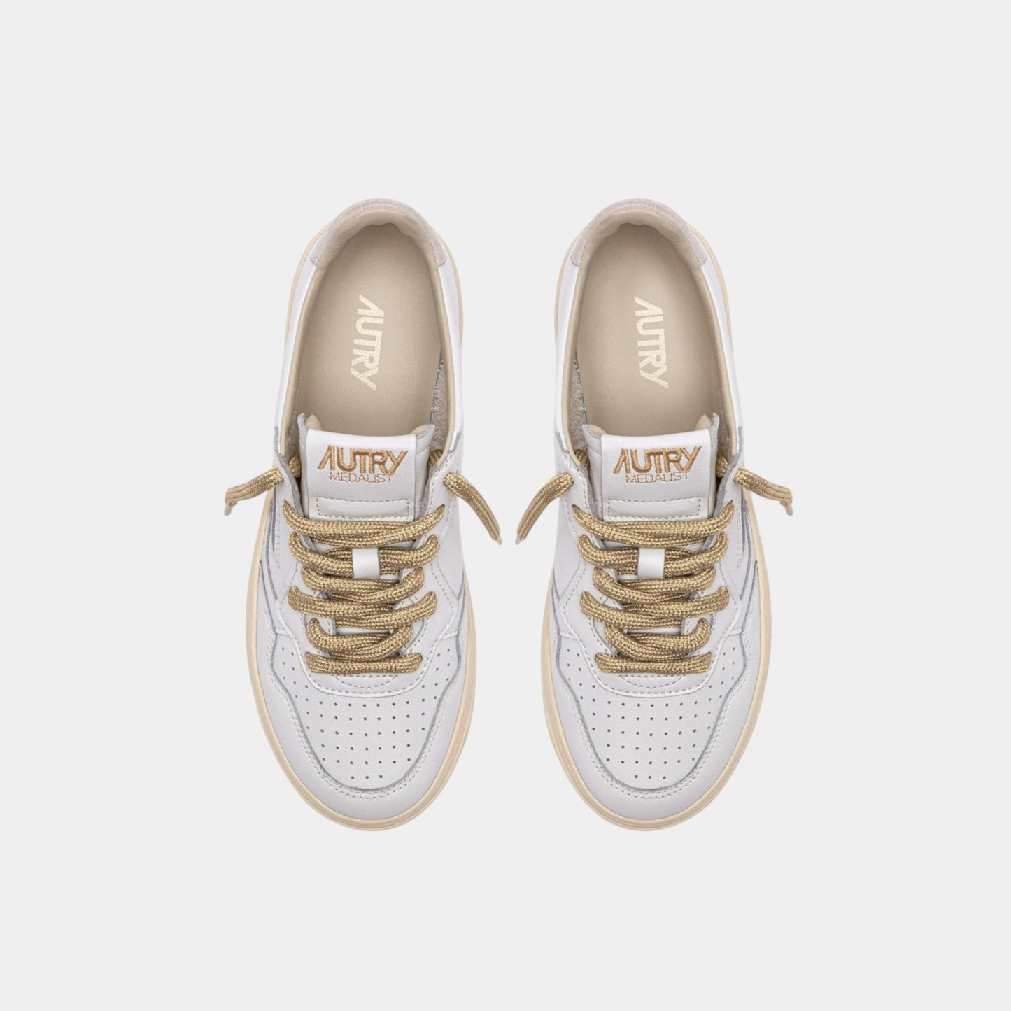 AUTRY Autry Sneakers Medalist in pelle e dettagli Lurex - Bianco - Hubert Humangoods