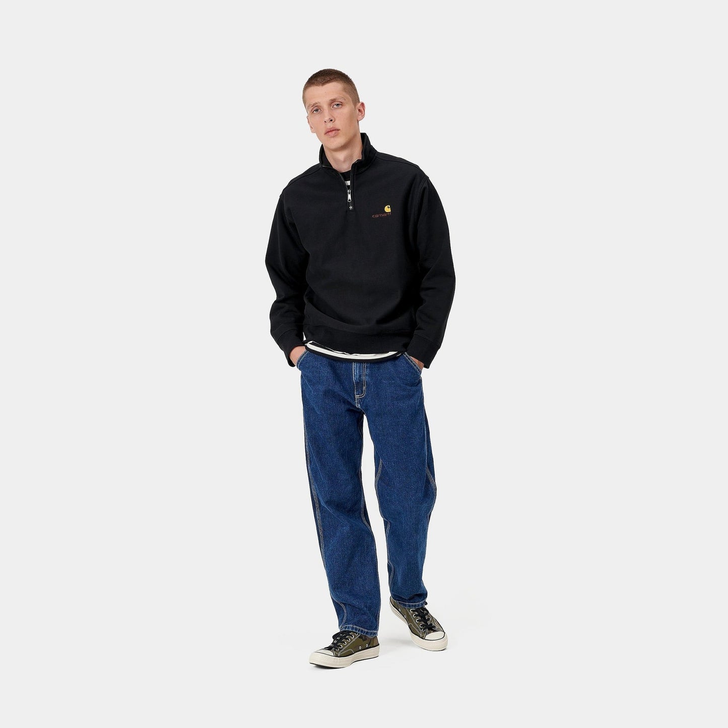 CARHARTT WIP Carhartt Wip Felpa Mezza zip - Nero - Hubert Humangoods