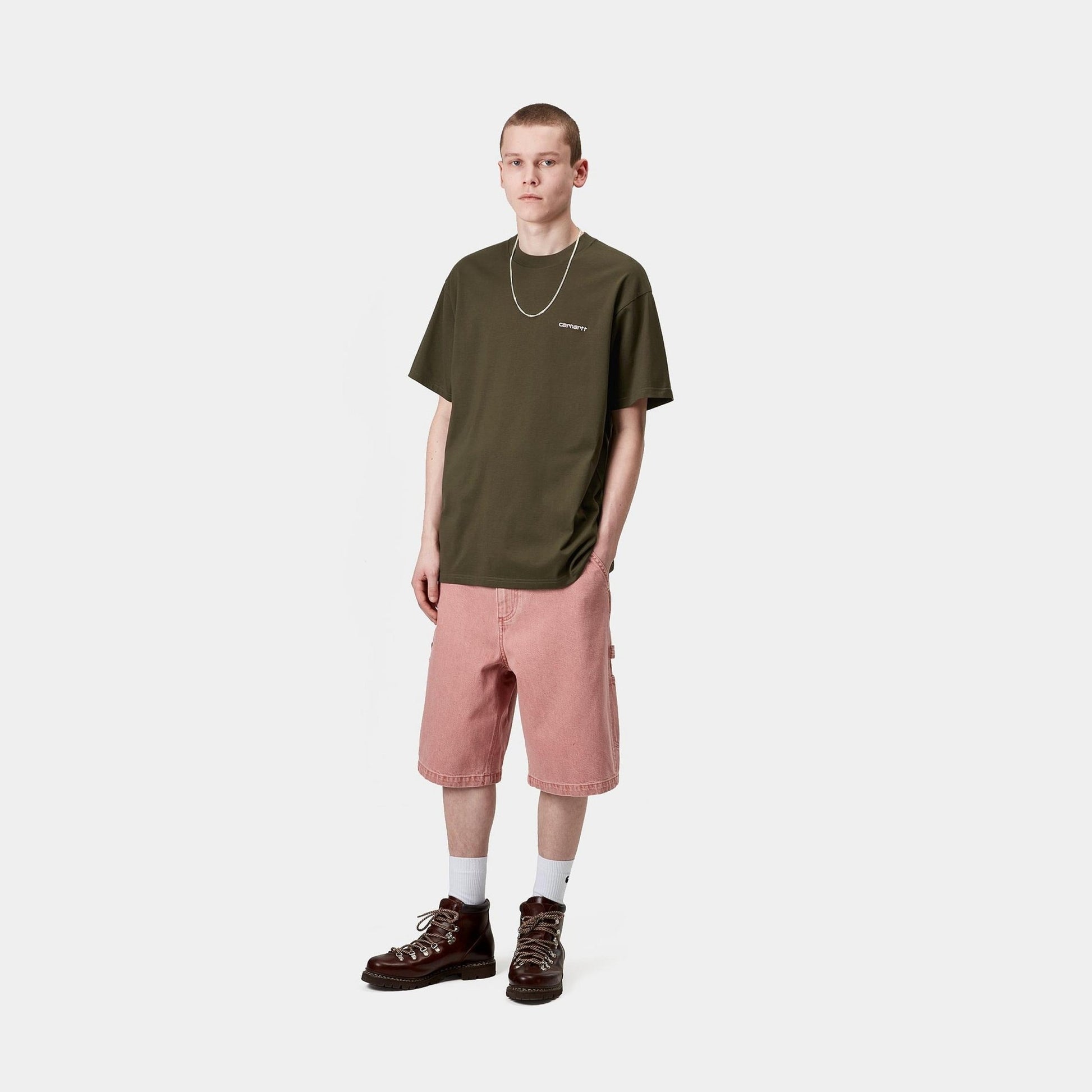 CARHARTT WIP Carhartt Wip T-Shirt Script Embroidery - Verde/Rosa - Hubert Humangoods