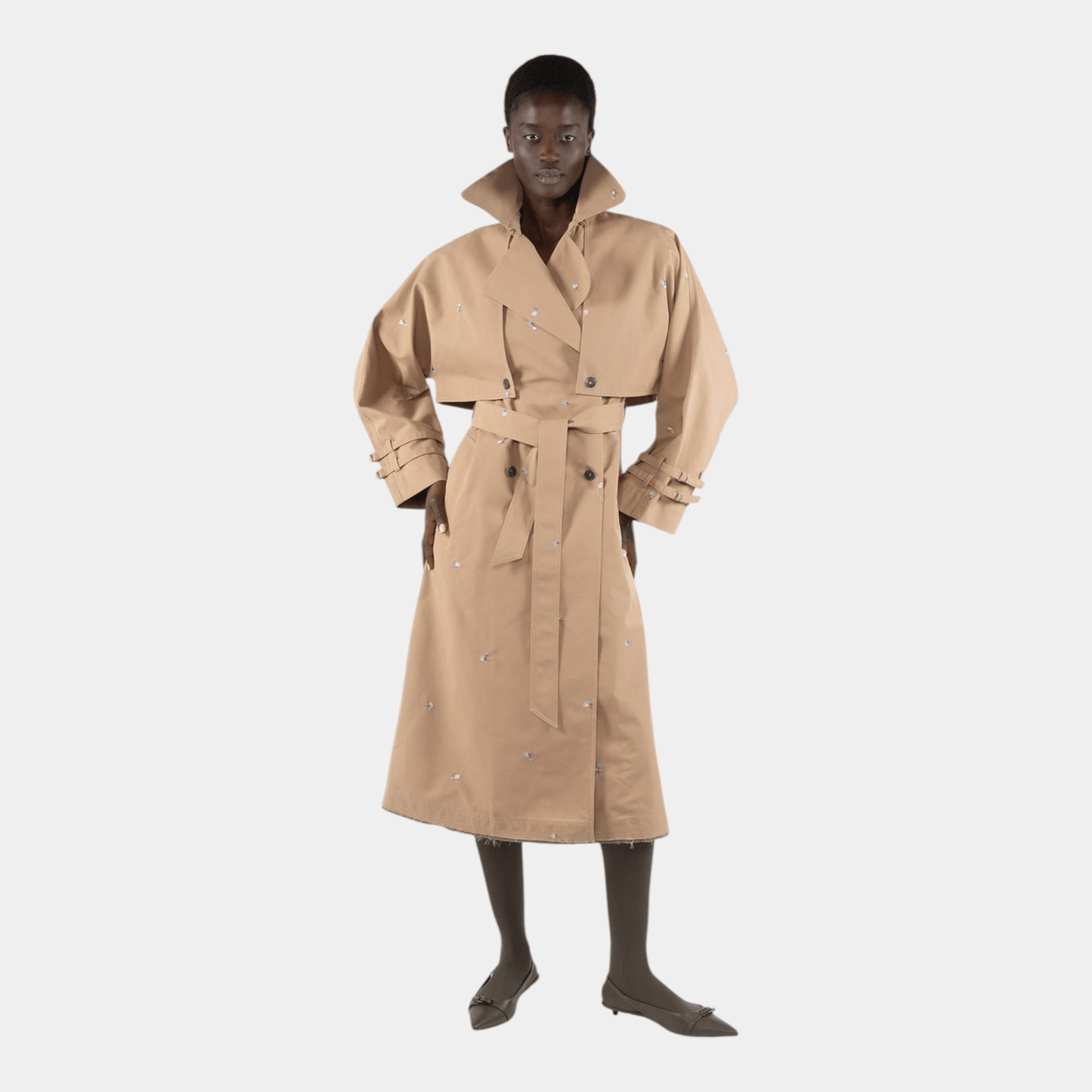 OOF WEAR Oof Wear Trench 2 in 1 con ricami - Beige - Hubert Humangoods
