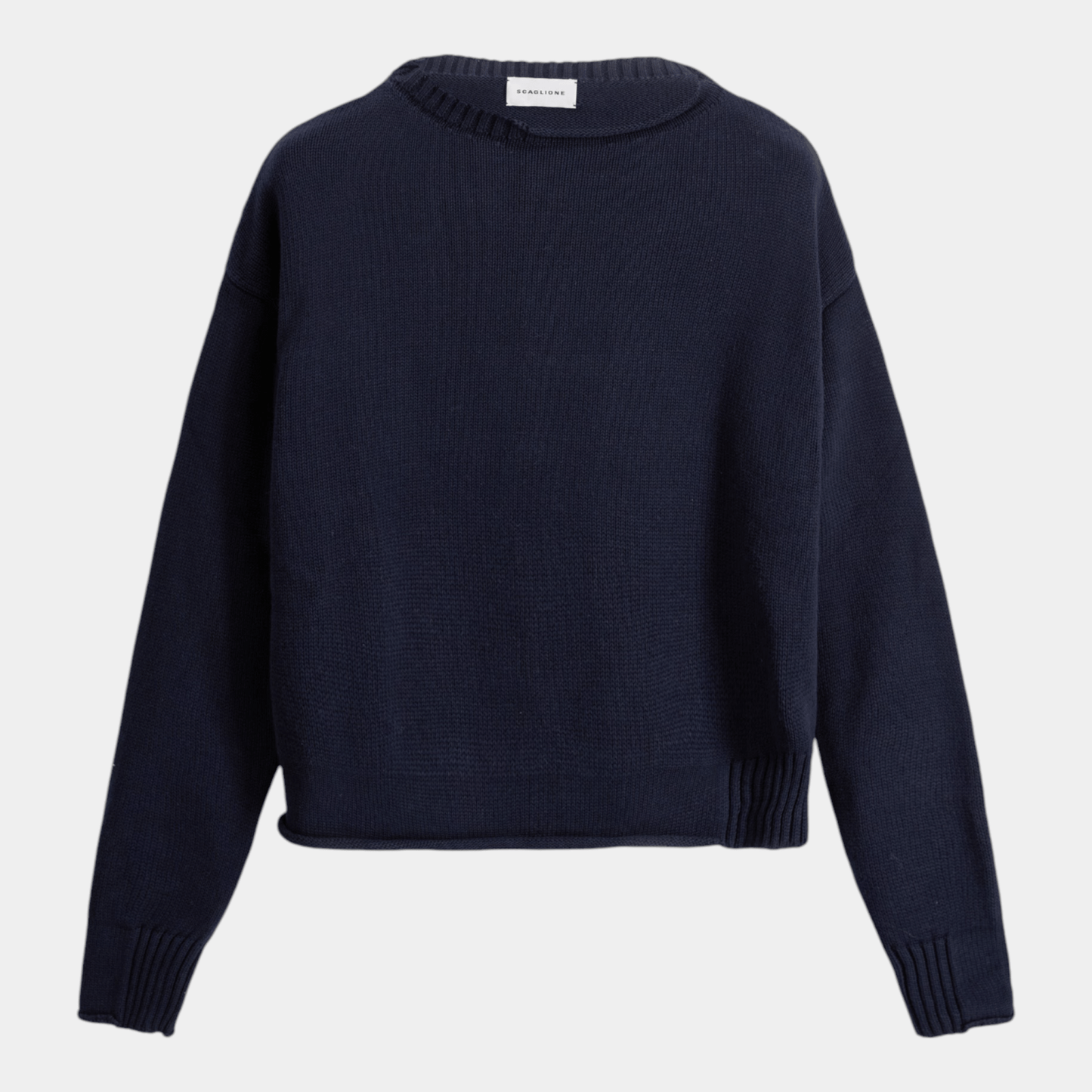 SCAGLIONE Scaglione Maglia boxy in cotone con dettagli - Blu - Hubert Humangoods