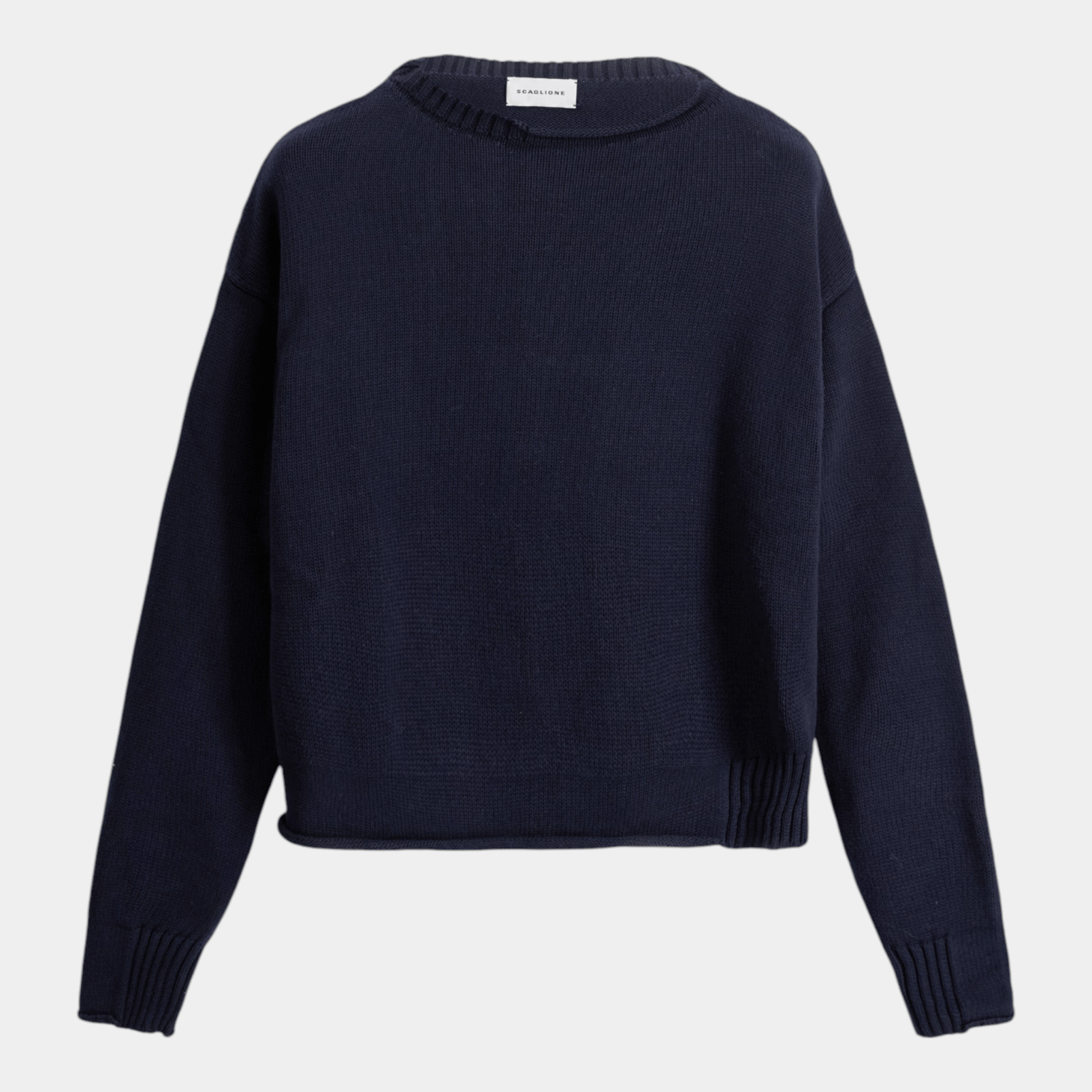 SCAGLIONE Scaglione Maglia boxy in cotone con dettagli - Blu - Hubert Humangoods