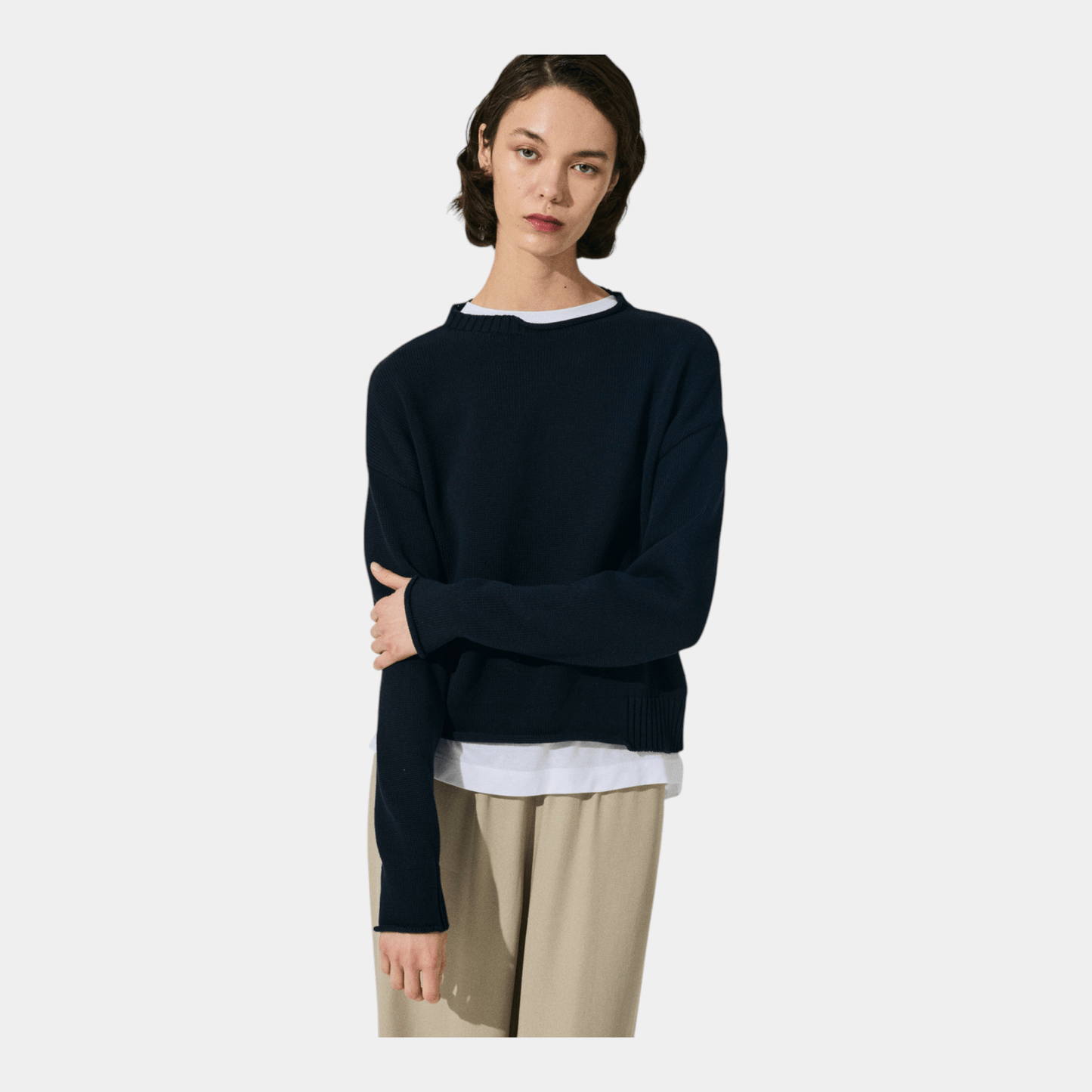 SCAGLIONE Scaglione Maglia boxy in cotone con dettagli - Blu - Hubert Humangoods
