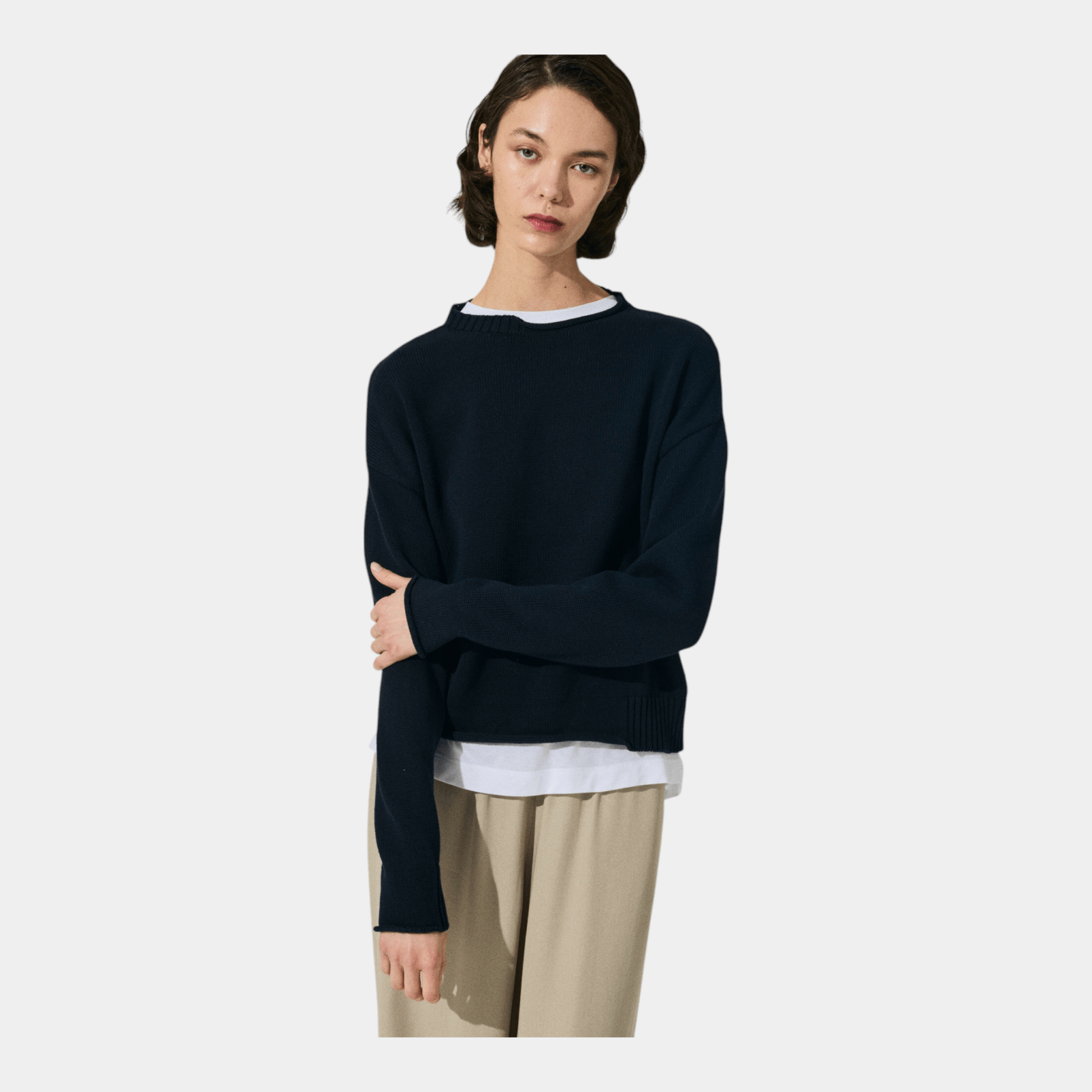 SCAGLIONE Scaglione Maglia boxy in cotone con dettagli - Blu - Hubert Humangoods