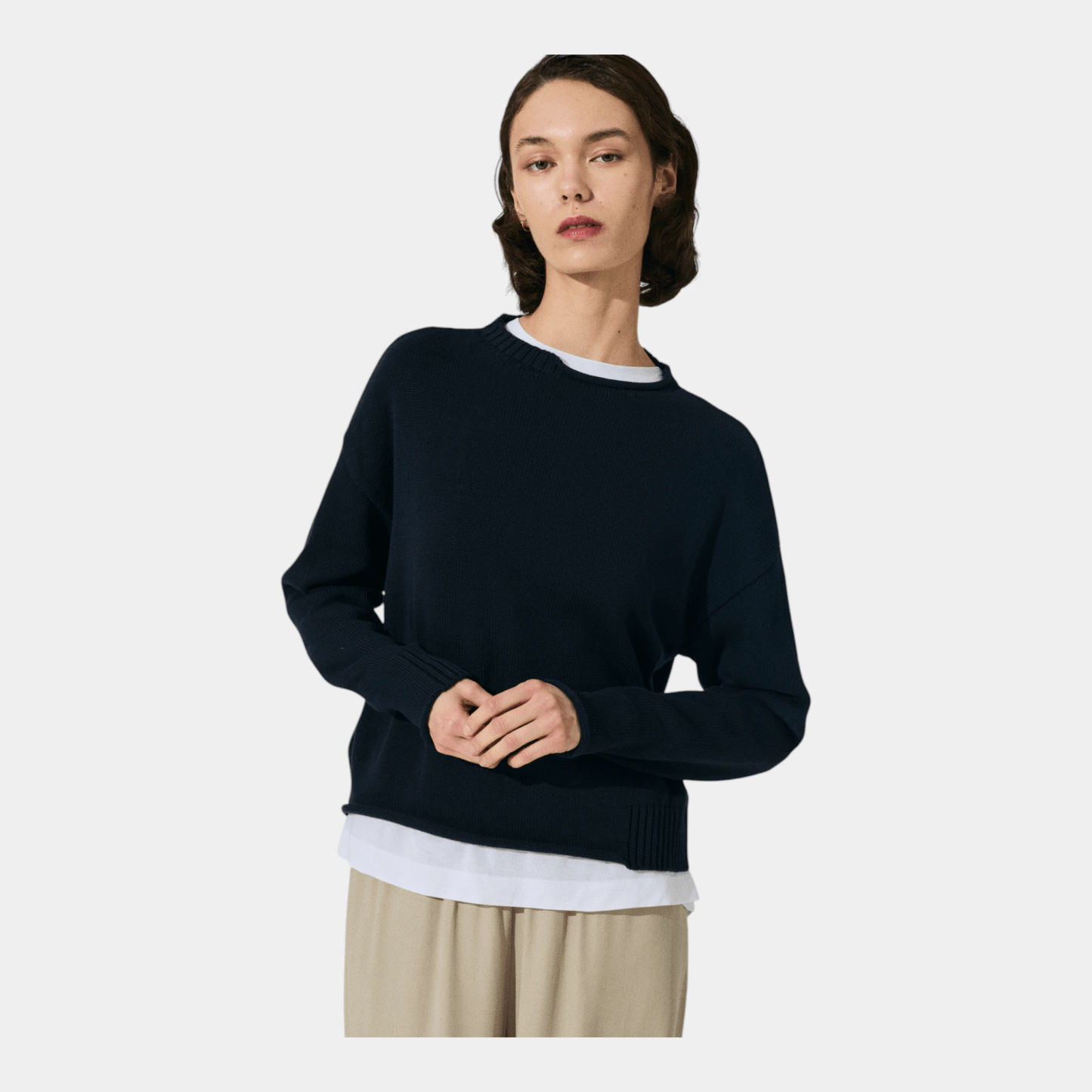 SCAGLIONE Scaglione Maglia boxy in cotone con dettagli - Blu - Hubert Humangoods
