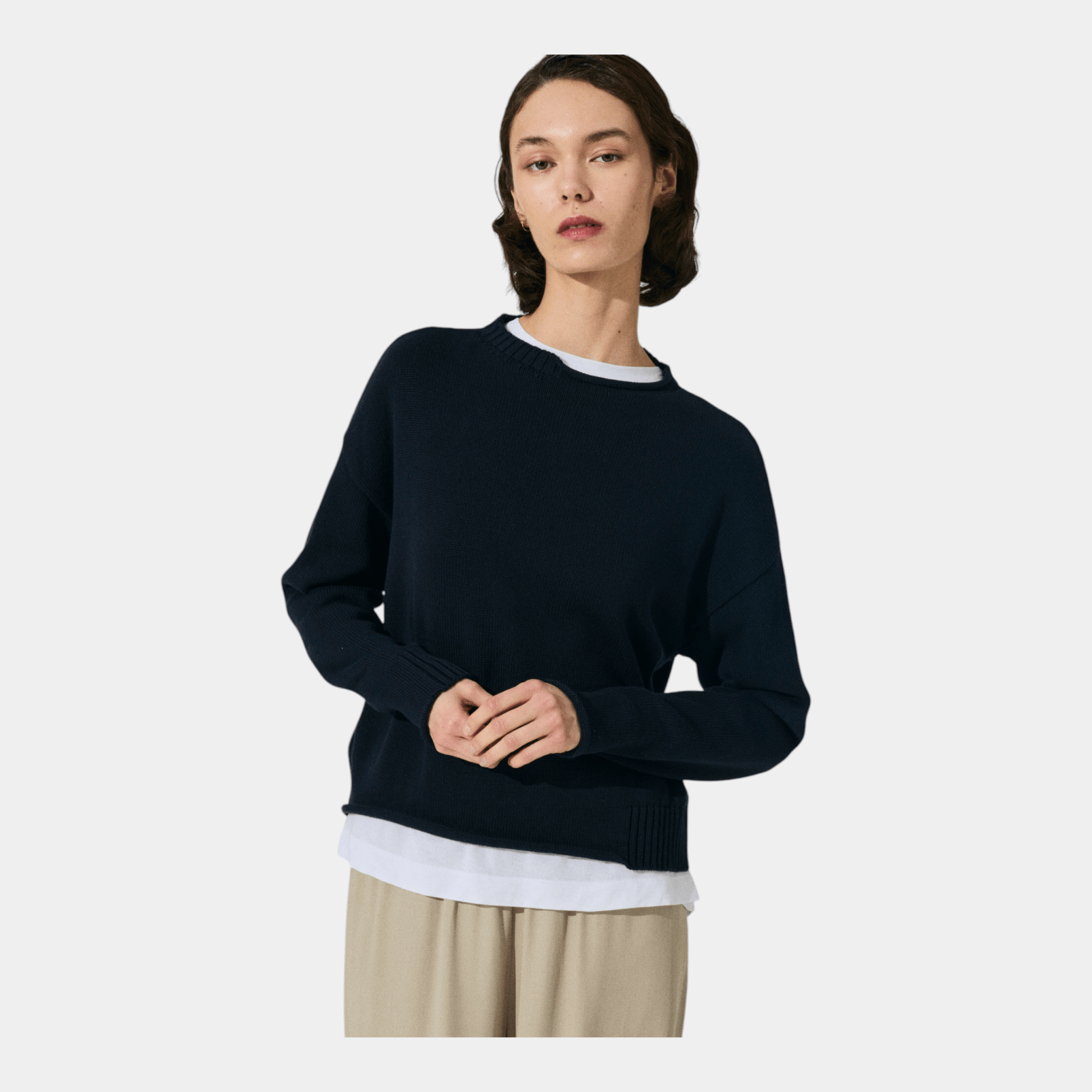 SCAGLIONE Scaglione Maglia boxy in cotone con dettagli - Blu - Hubert Humangoods