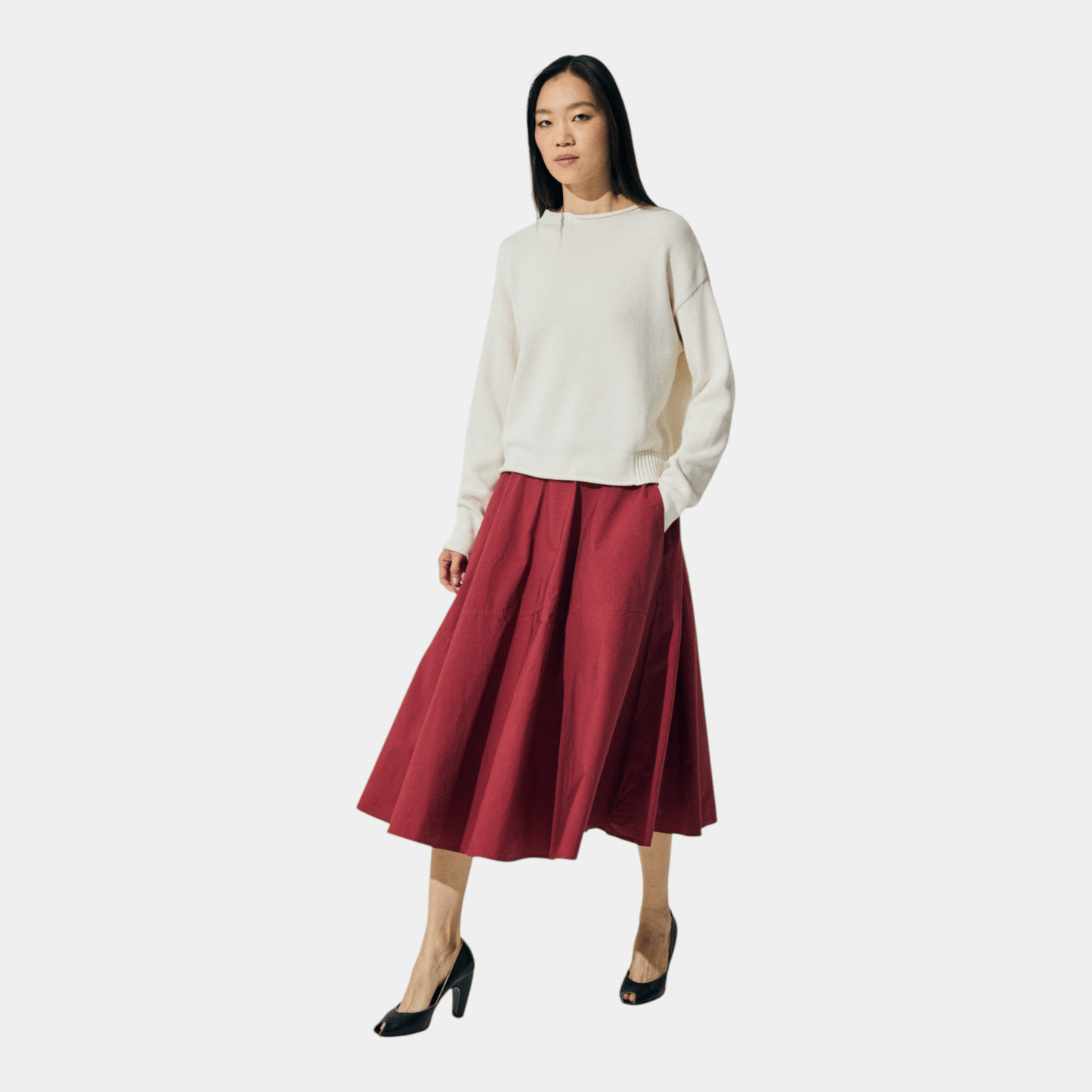 SCAGLIONE Scaglione Maglia boxy in cotone con dettagli - Latte - Hubert Humangoods