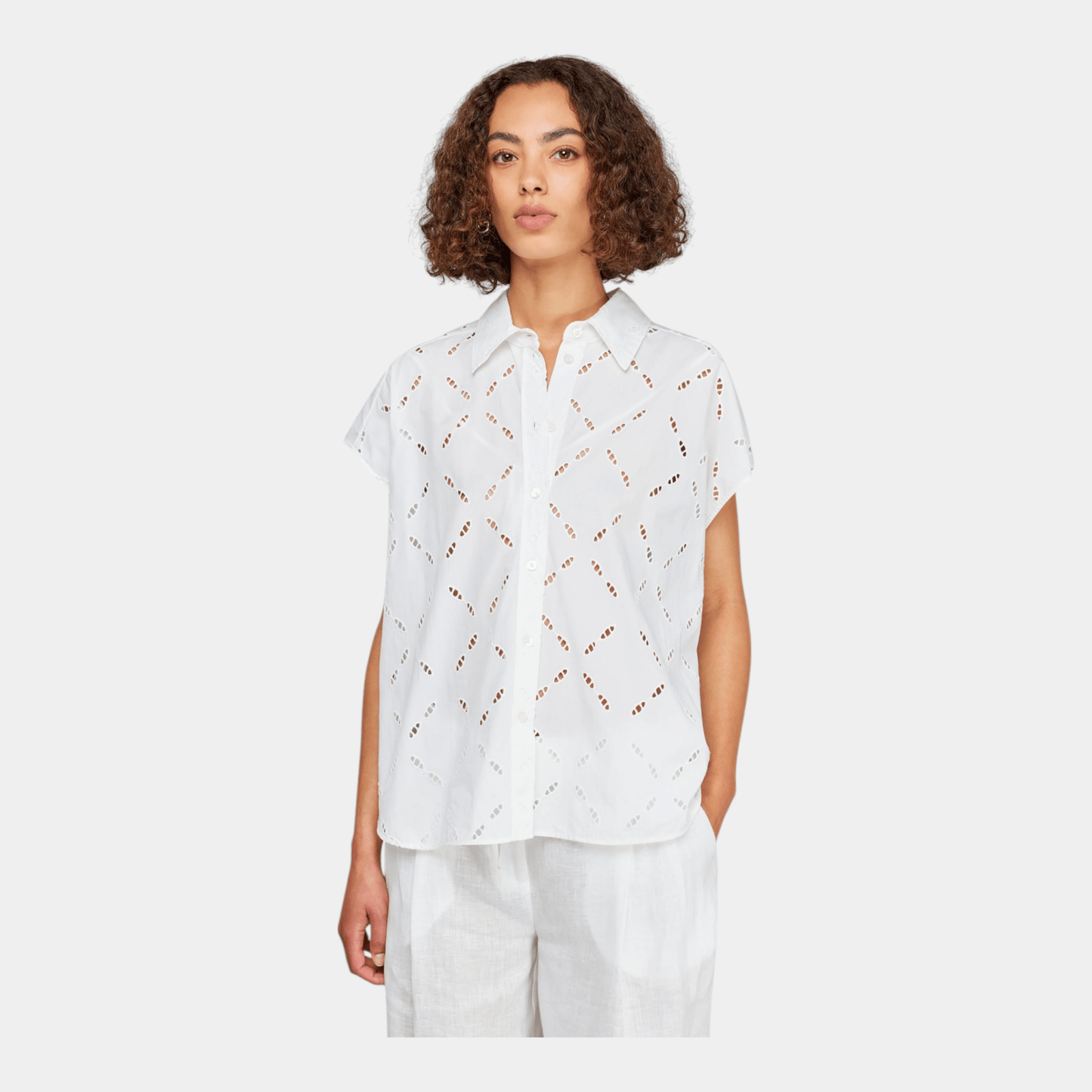SEMICOUTURE Semicouture Blusa Enrica in sangallo - Bianco - Hubert Humangoods