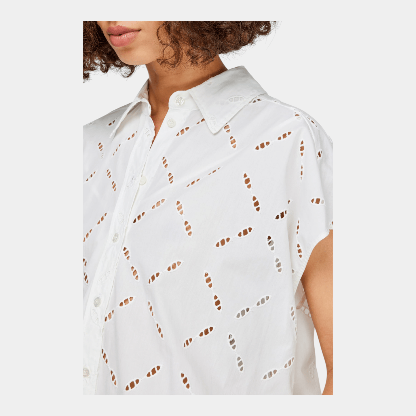 SEMICOUTURE Semicouture Blusa Enrica in sangallo - Bianco - Hubert Humangoods