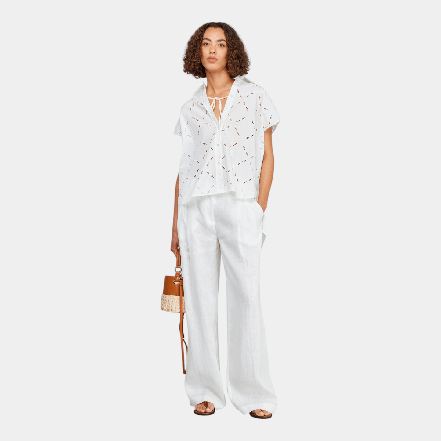 SEMICOUTURE Semicouture Blusa Enrica in sangallo - Bianco - Hubert Humangoods