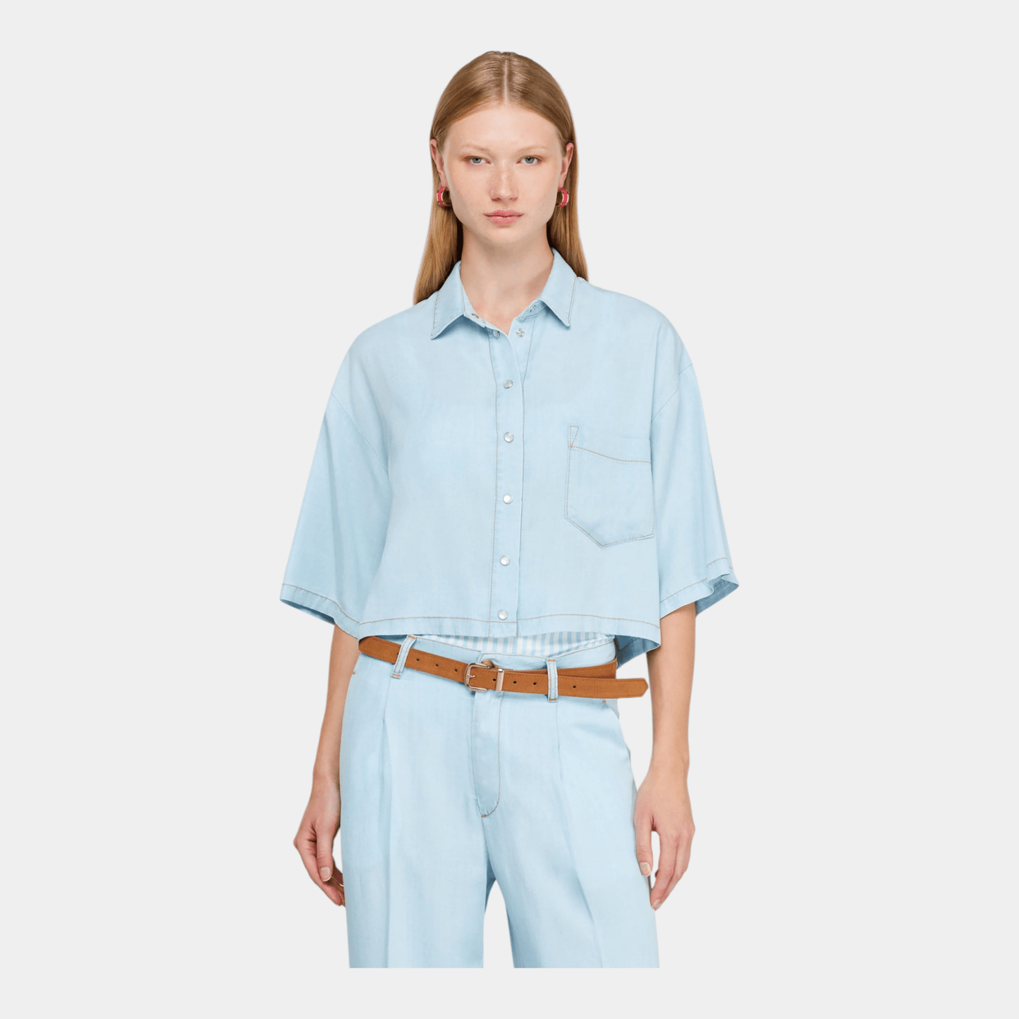 SEMICOUTURE Semicouture Camicia Over Damiana - Azzurro - Hubert Humangoods