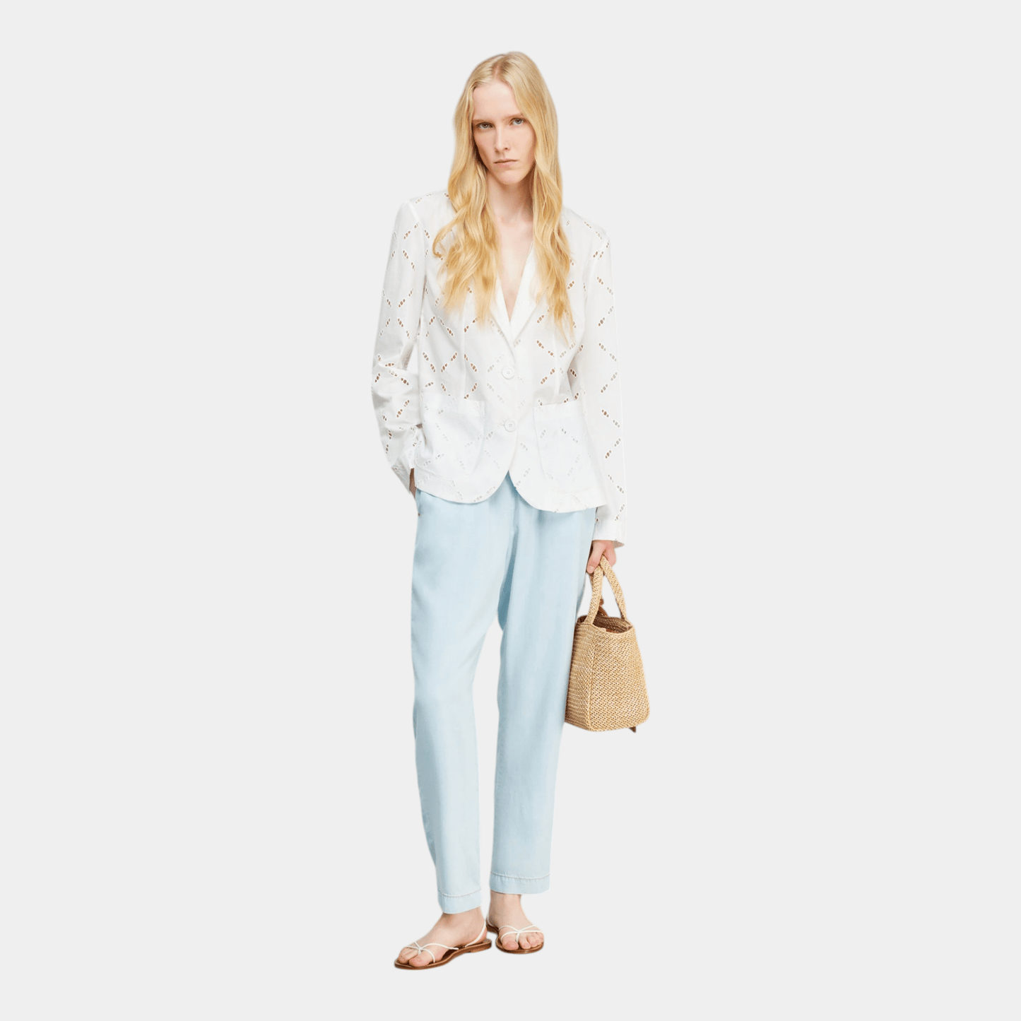 SEMICOUTURE Semicouture Pantalone Buddy in chambray - Azzurro - Hubert Humangoods
