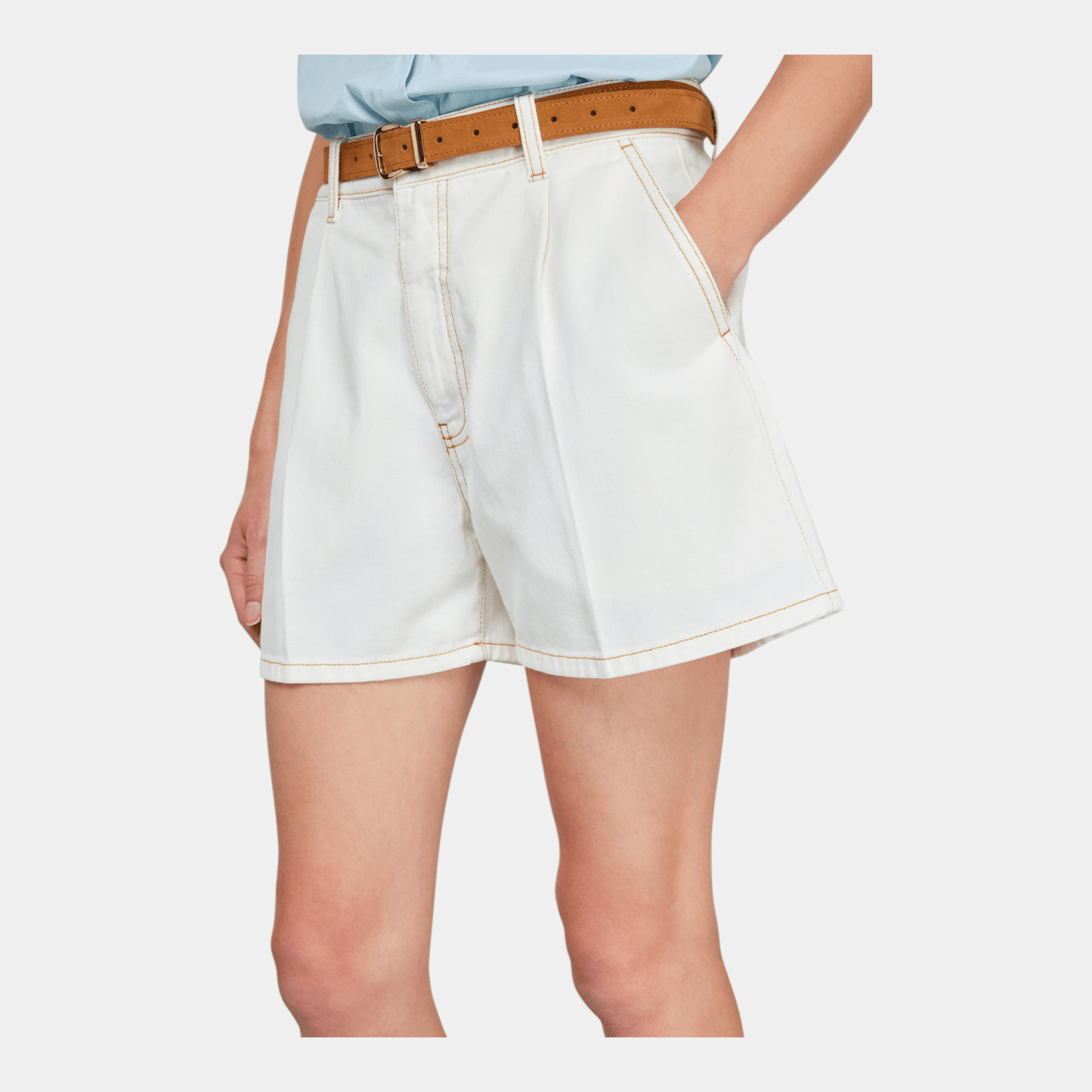 SEMICOUTURE Semicouture Shorts Axelle in denim - Bianco - Hubert Humangoods