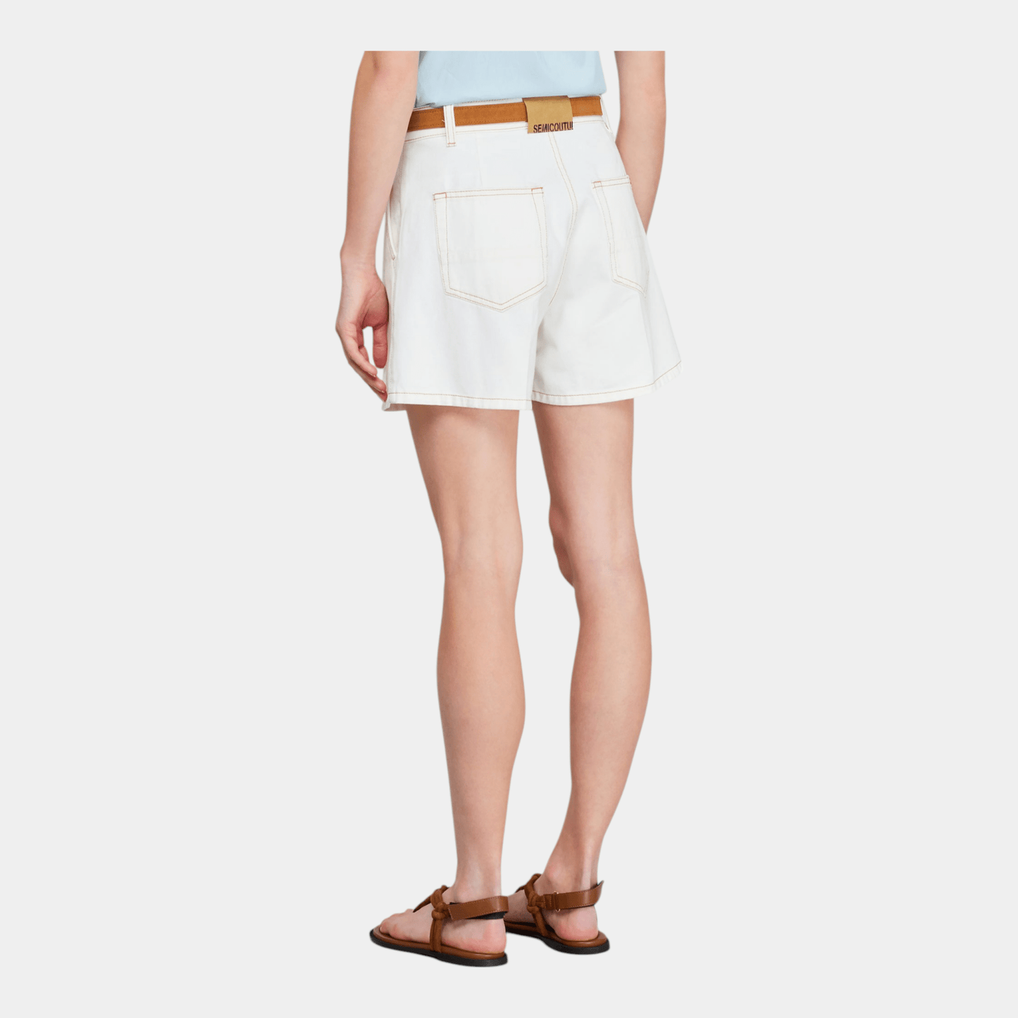 SEMICOUTURE Semicouture Shorts Axelle in denim - Bianco - Hubert Humangoods