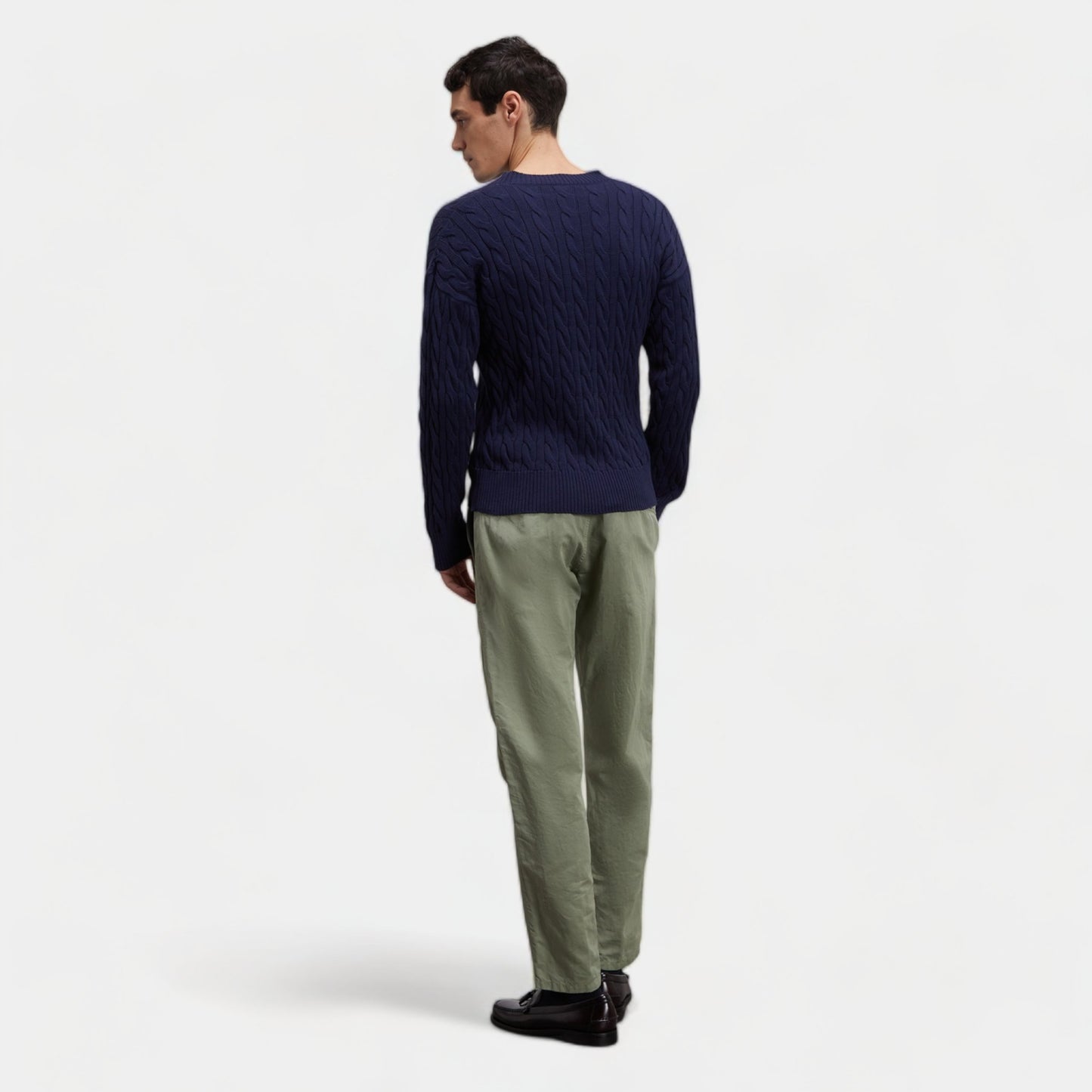 ASPESI Aspesi Maglia Girocollo in cotone con treccia - Blu - Hubert Humangoods