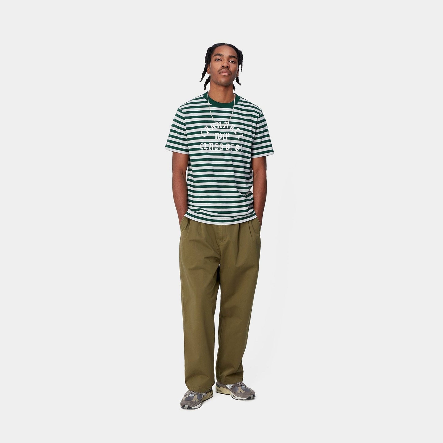 CARHARTT WIP Carhartt Wip T-Shirt a righe Athletic - Verde/Grigio - Hubert Humangoods