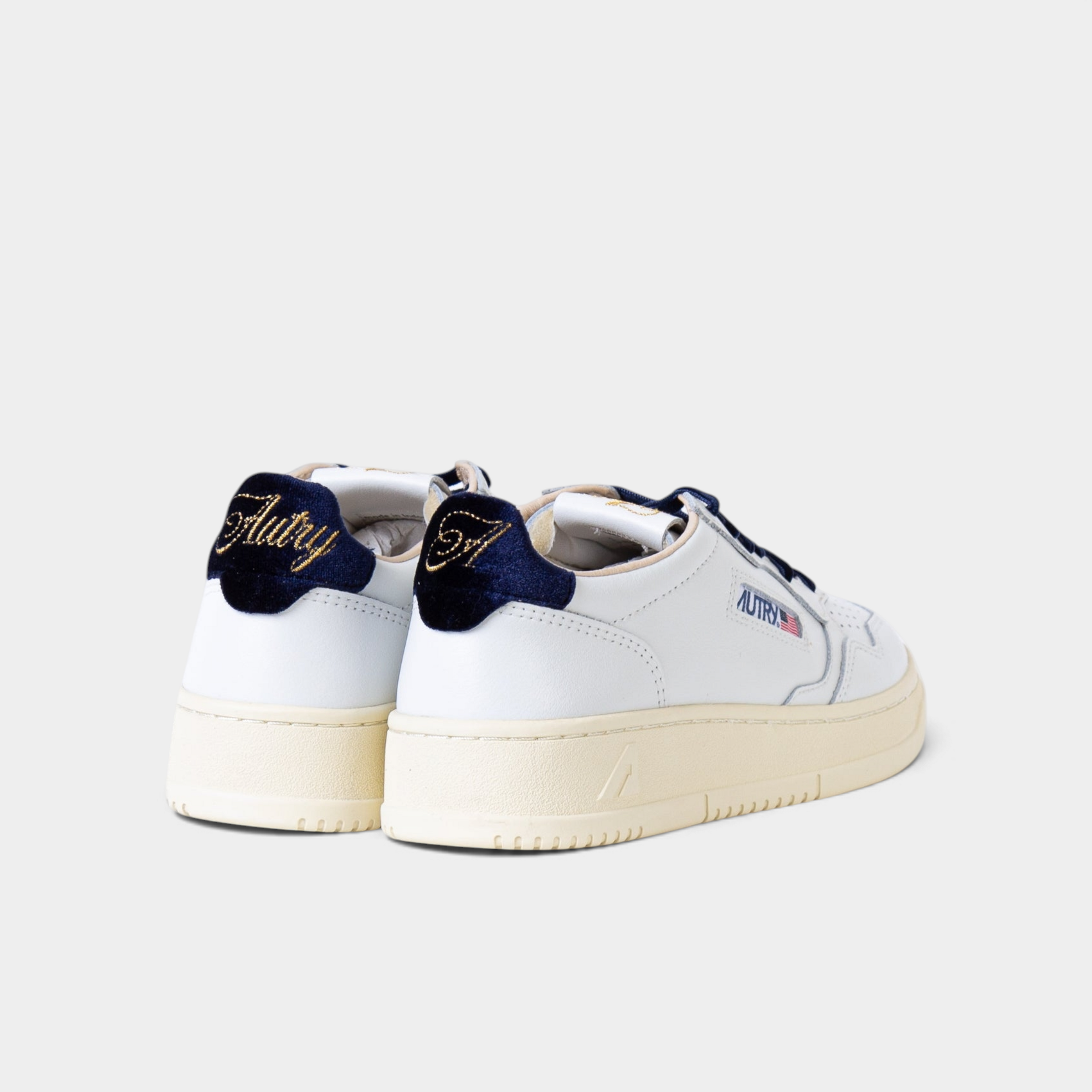 Autry Sneakers Medalist in pelle bianca e dettagli in velluto - Blu
