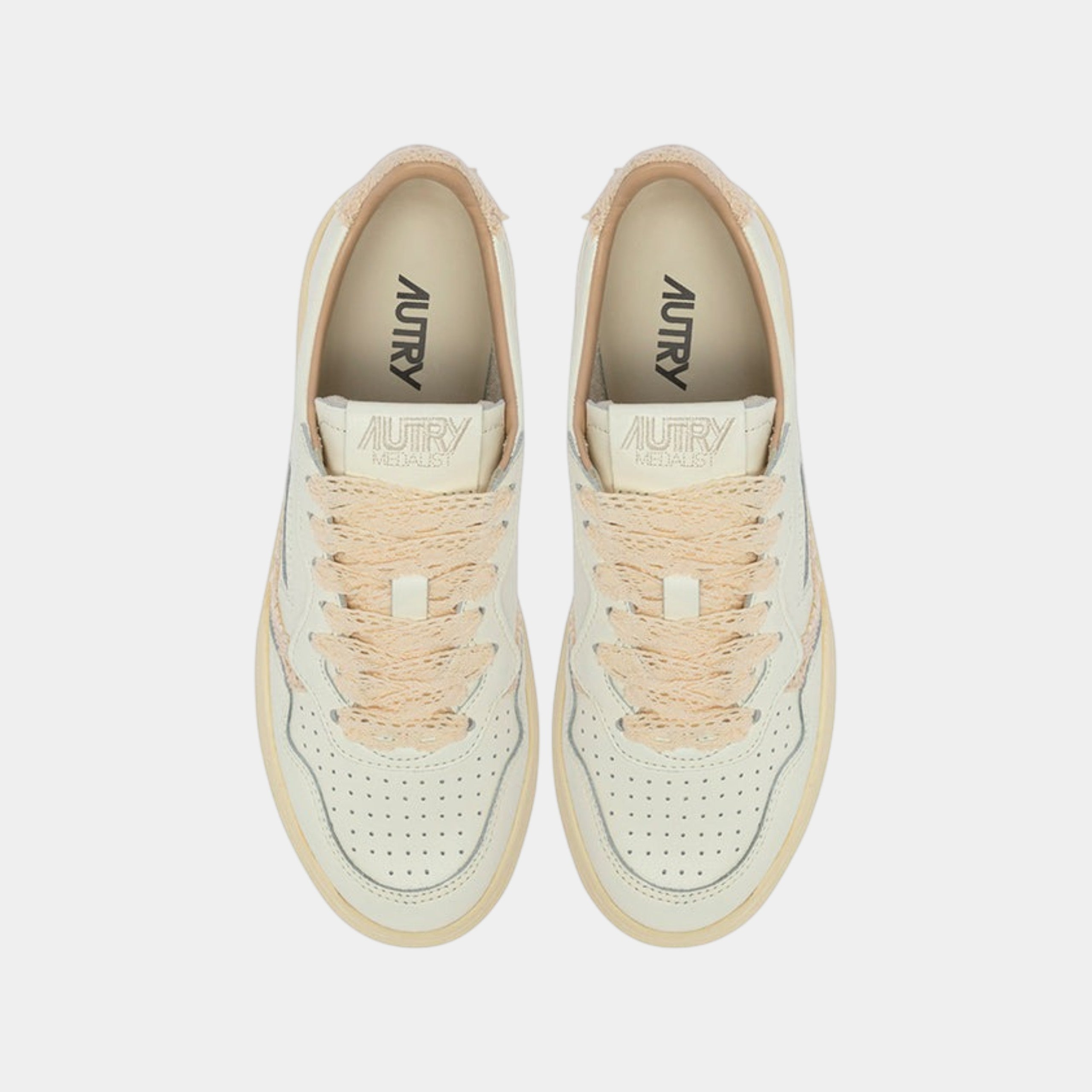 Autry Sneakers Medalist in pelle e Macramè - Bianco/Naturale