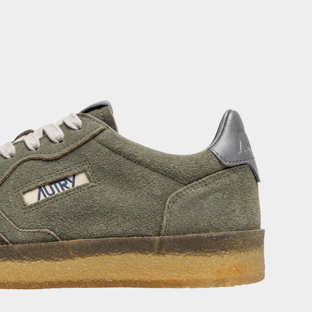 Autry Sneakers Medalist in suede e suila in crêpe - Verde fumo