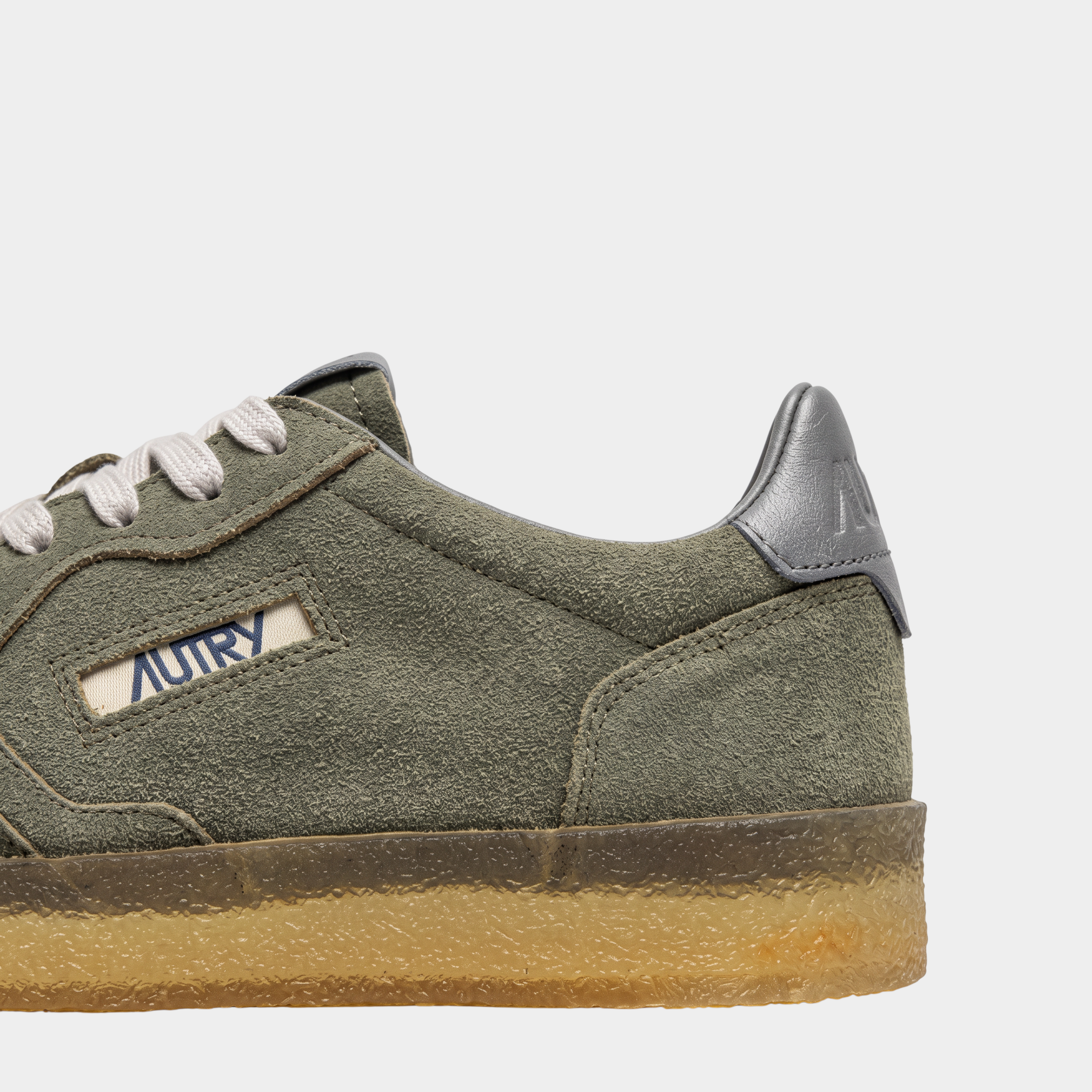 Autry Sneakers Medalist in suede e suila in crêpe - Verde fumo