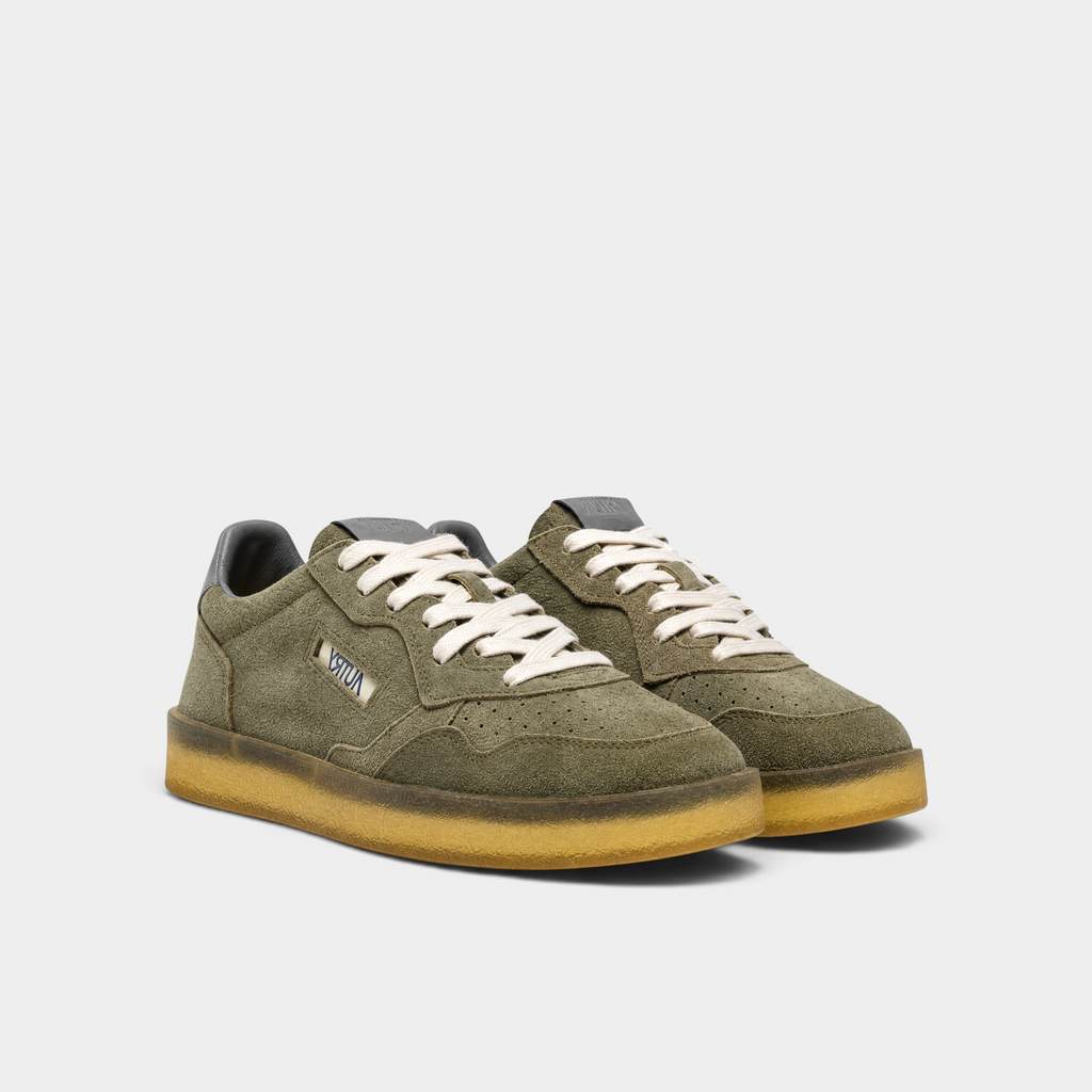 Autry Sneakers Medalist in suede e suila in crêpe - Verde fumo