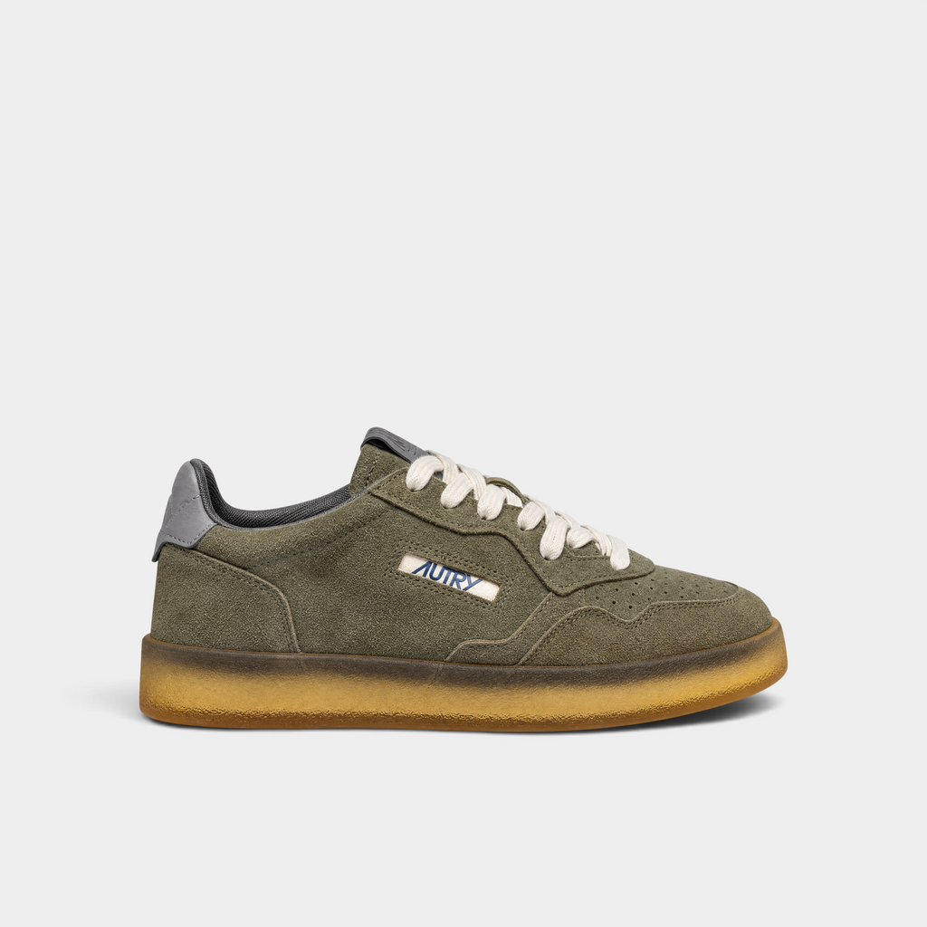 Autry Sneakers Medalist in suede e suila in crêpe - Verde fumo
