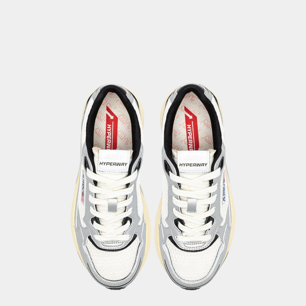 Autry Sneakers Hyperway in mesh e pelle - Bianco/Argento/Nero