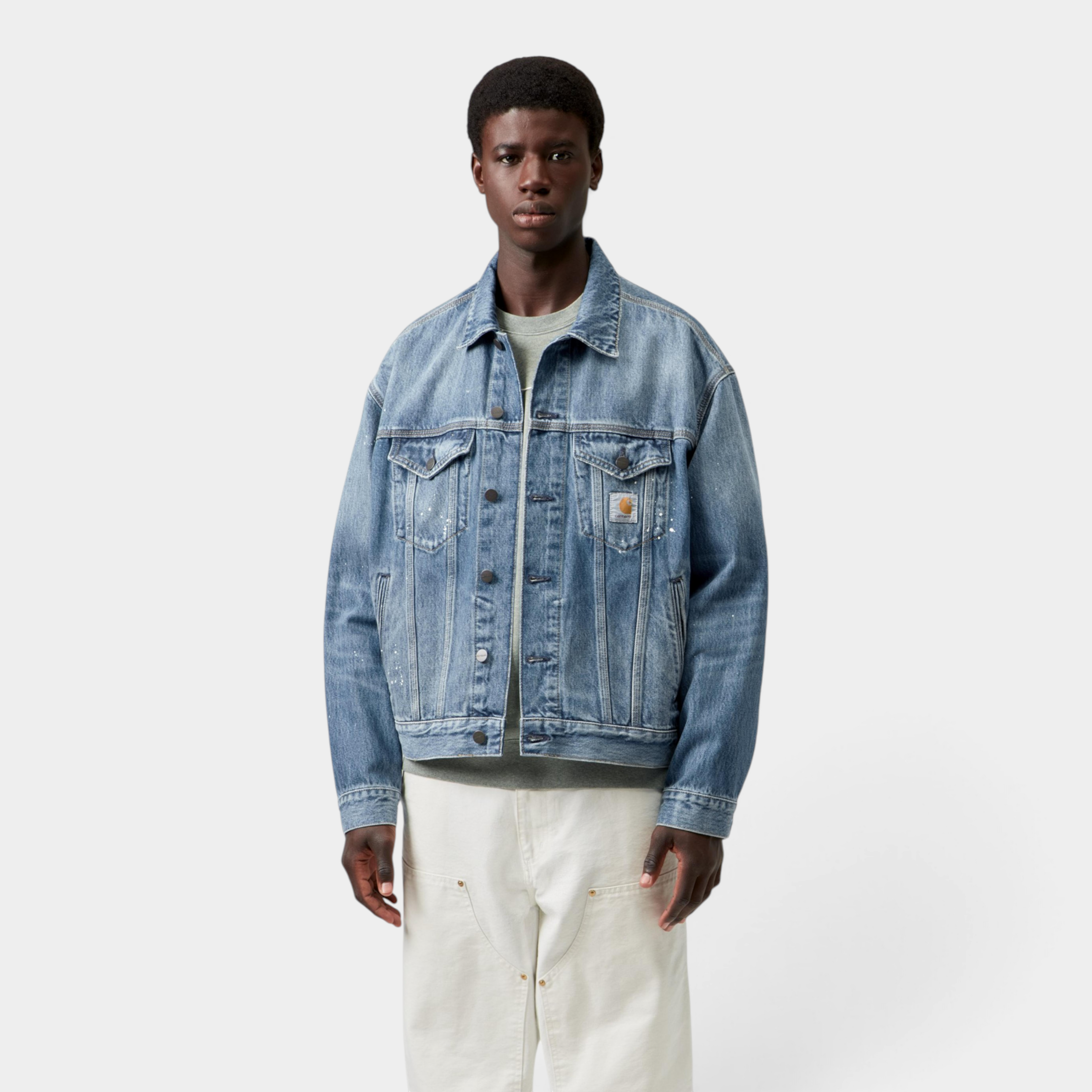 Carhartt Wip Giubbino Helston destroy splatter - Denim lavato