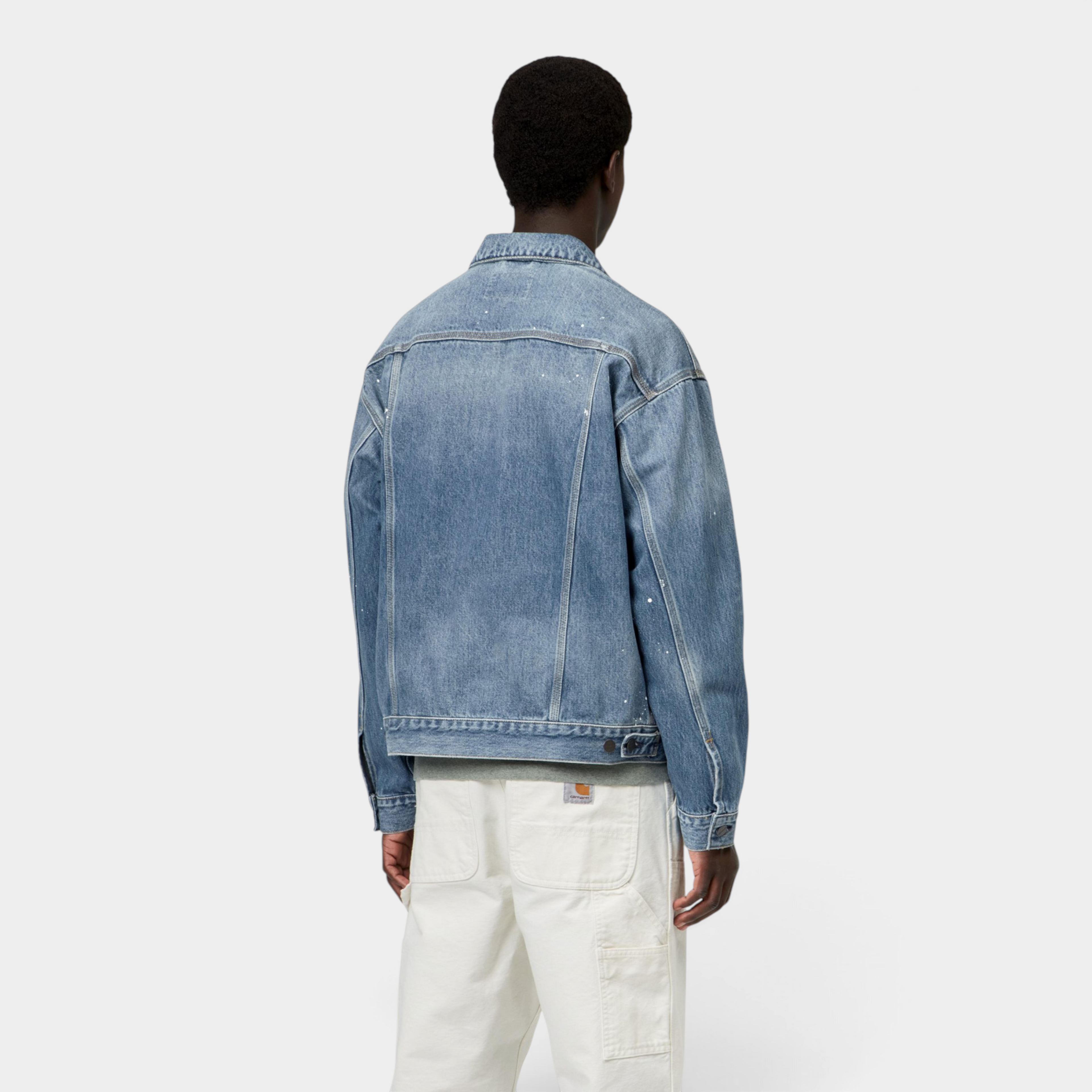 Carhartt Wip Giubbino Helston destroy splatter - Denim lavato