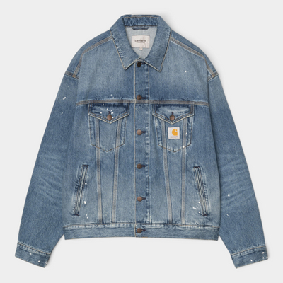Carhartt Wip Giubbino Helston destroy splatter - Denim lavato