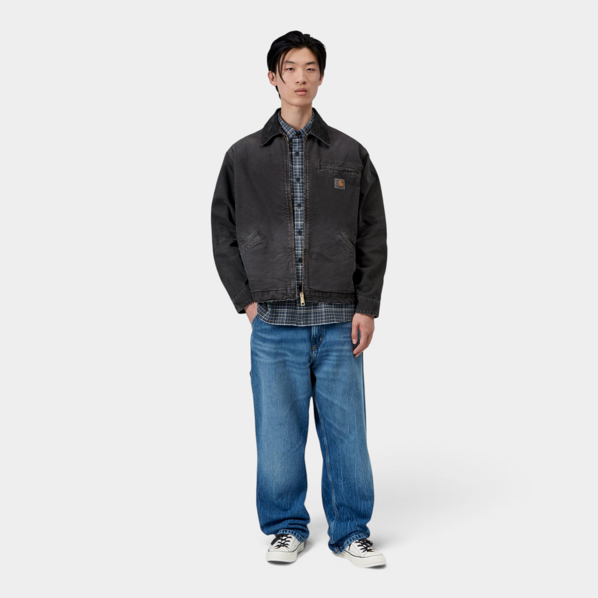 Carhartt Wip Giubbino Detroit effetto Destroy - Nero lavato