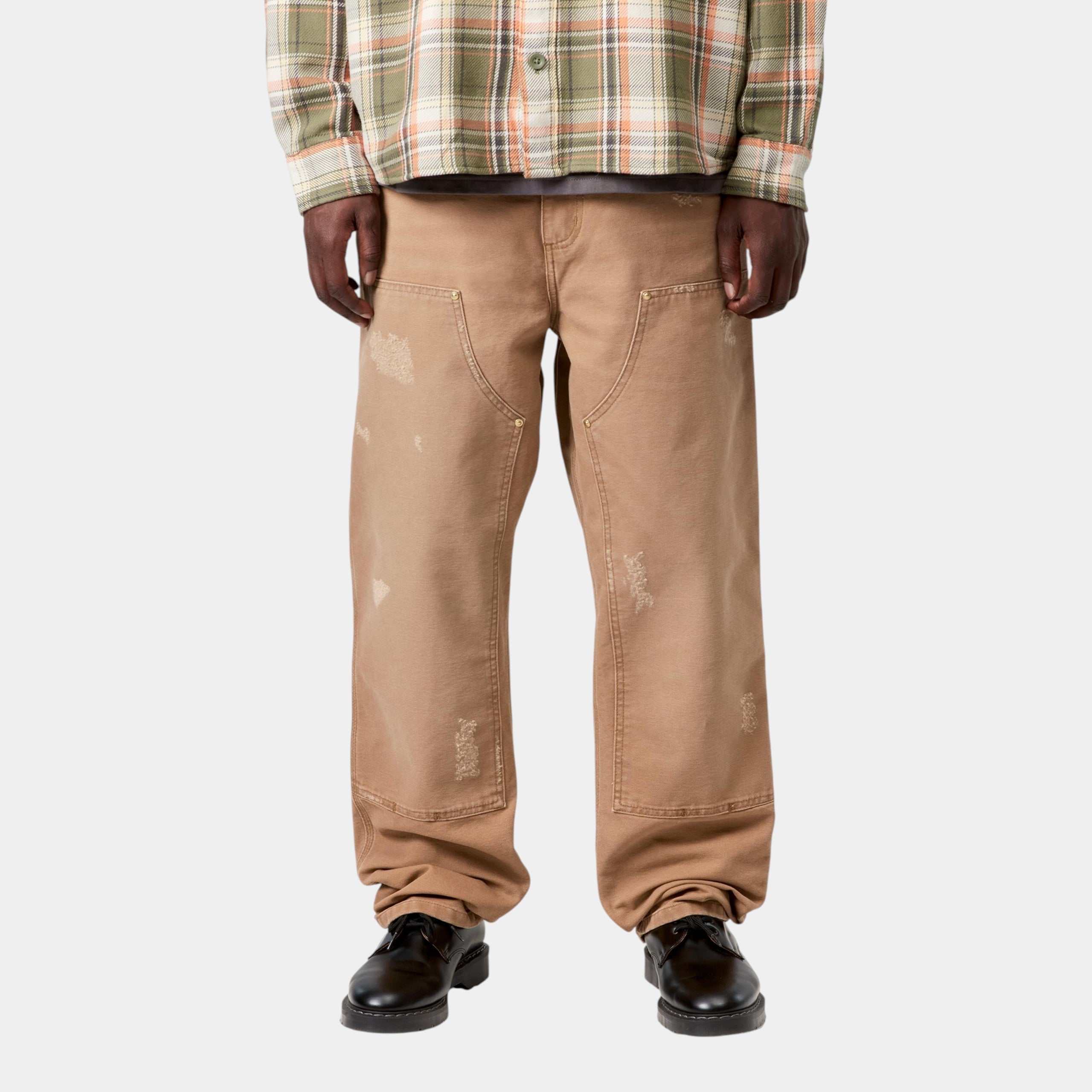 Carhartt Wip Pantalone double Knee Grind Wash - Marrone