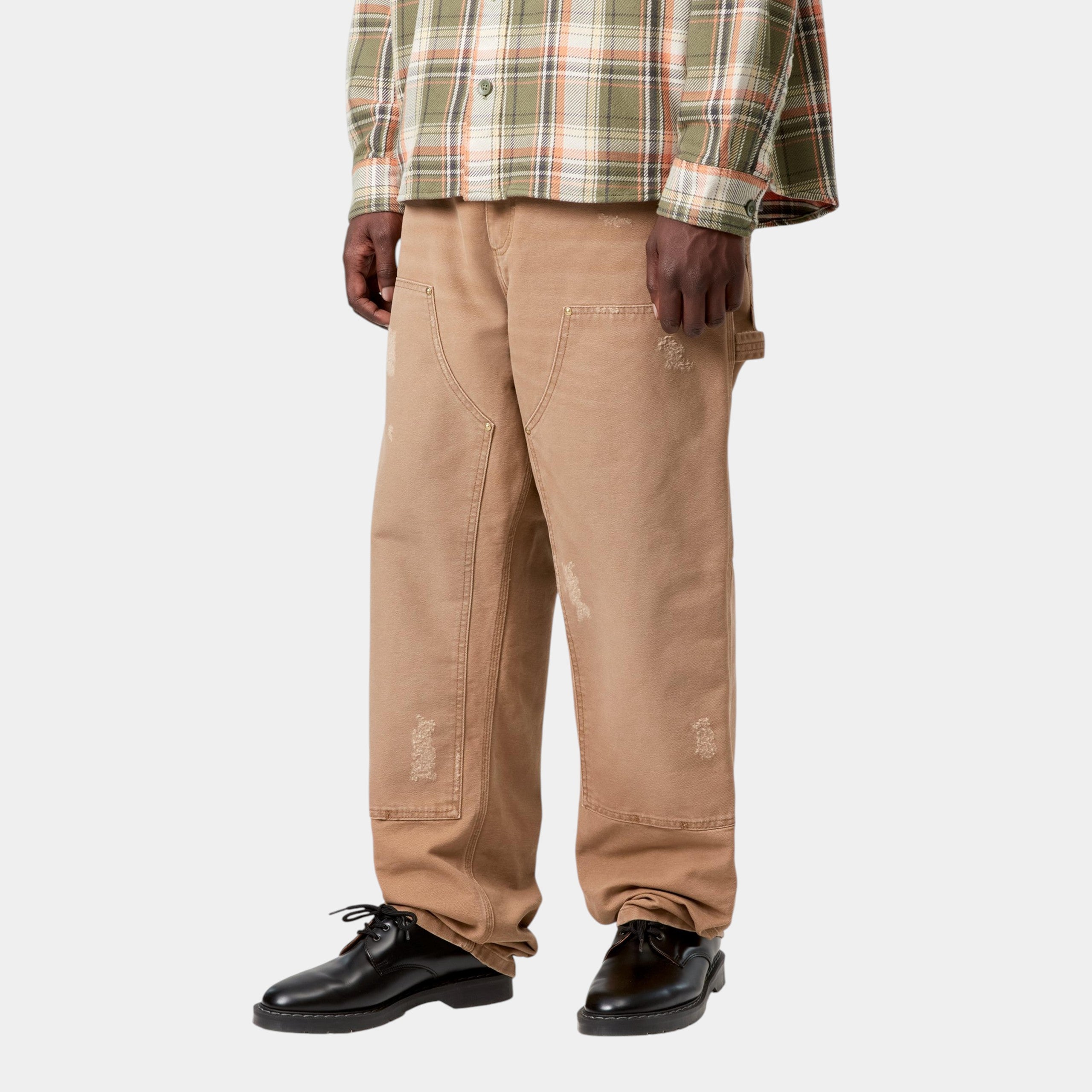 Carhartt Wip Pantalone double Knee Grind Wash - Marrone