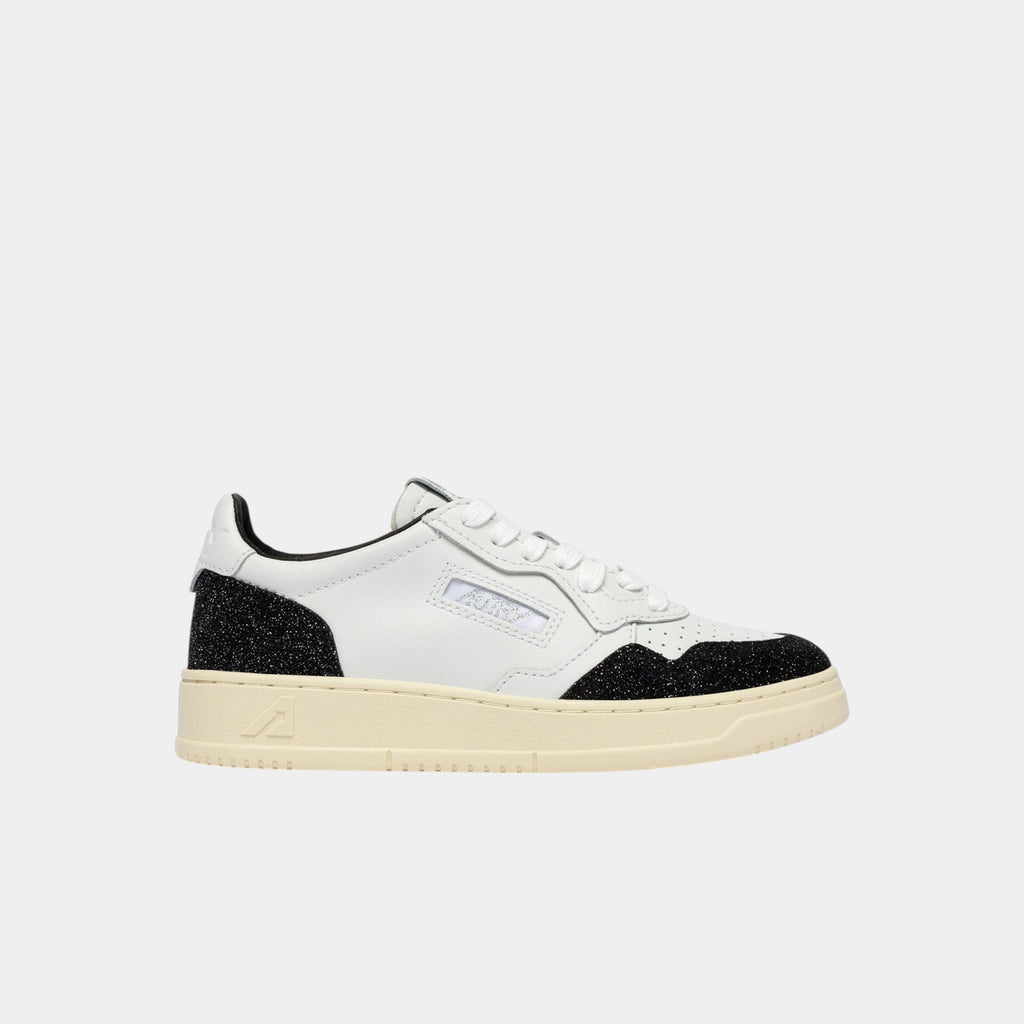 Autry Sneakers Medalist in pelle e Glitter - Bianco/Nero