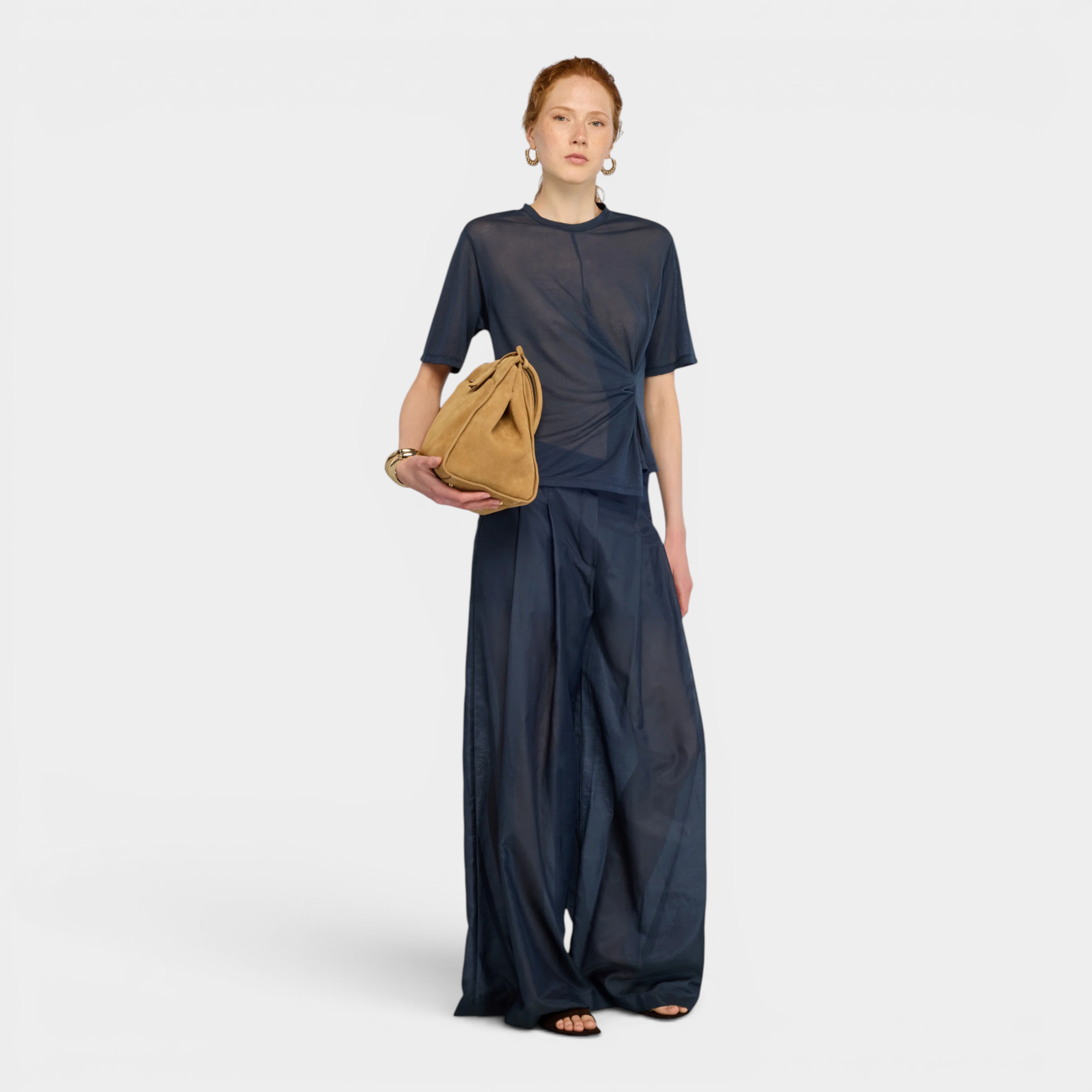 Semicouture Pantalone Debbie in mussola - Blu