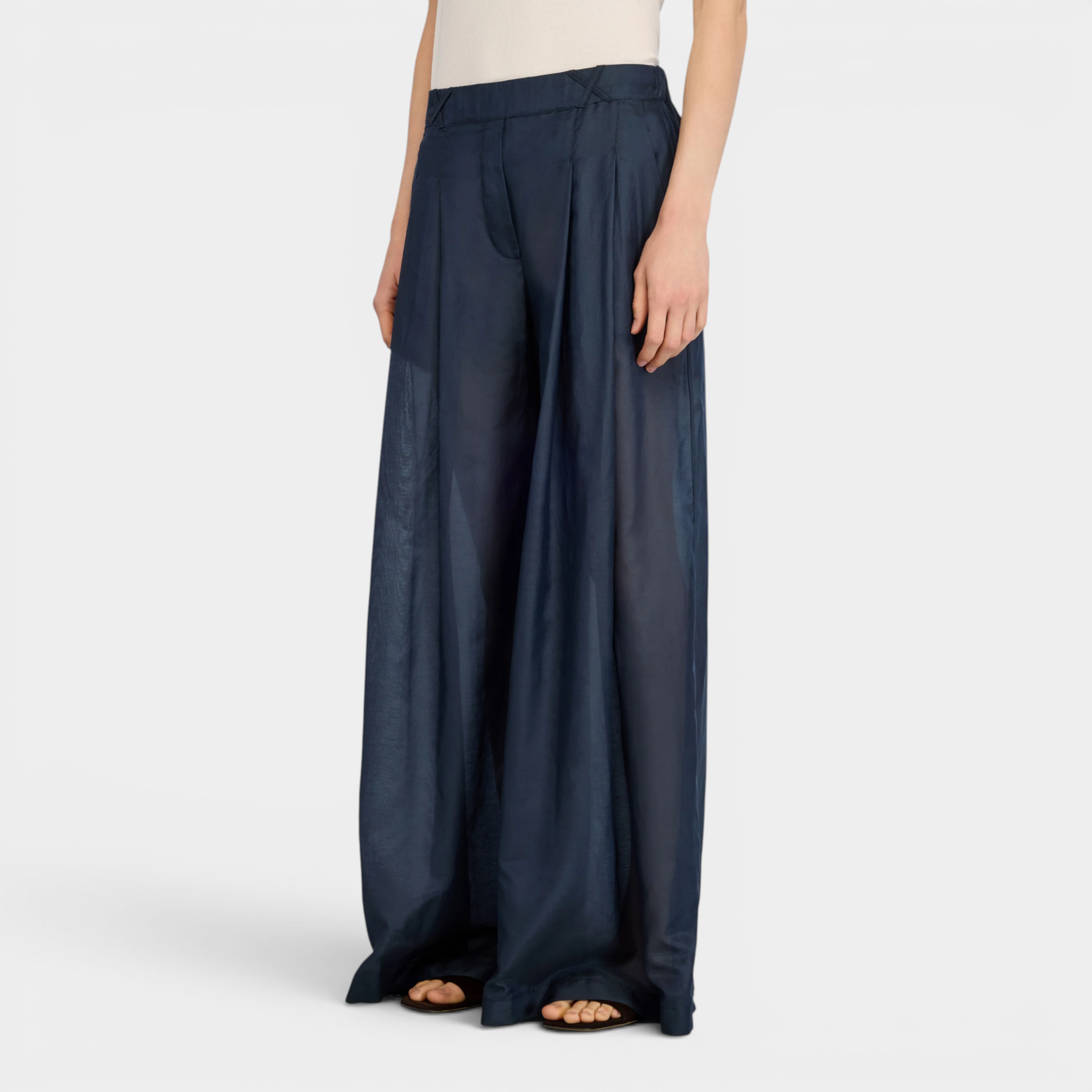 Semicouture Pantalone Debbie in mussola - Blu