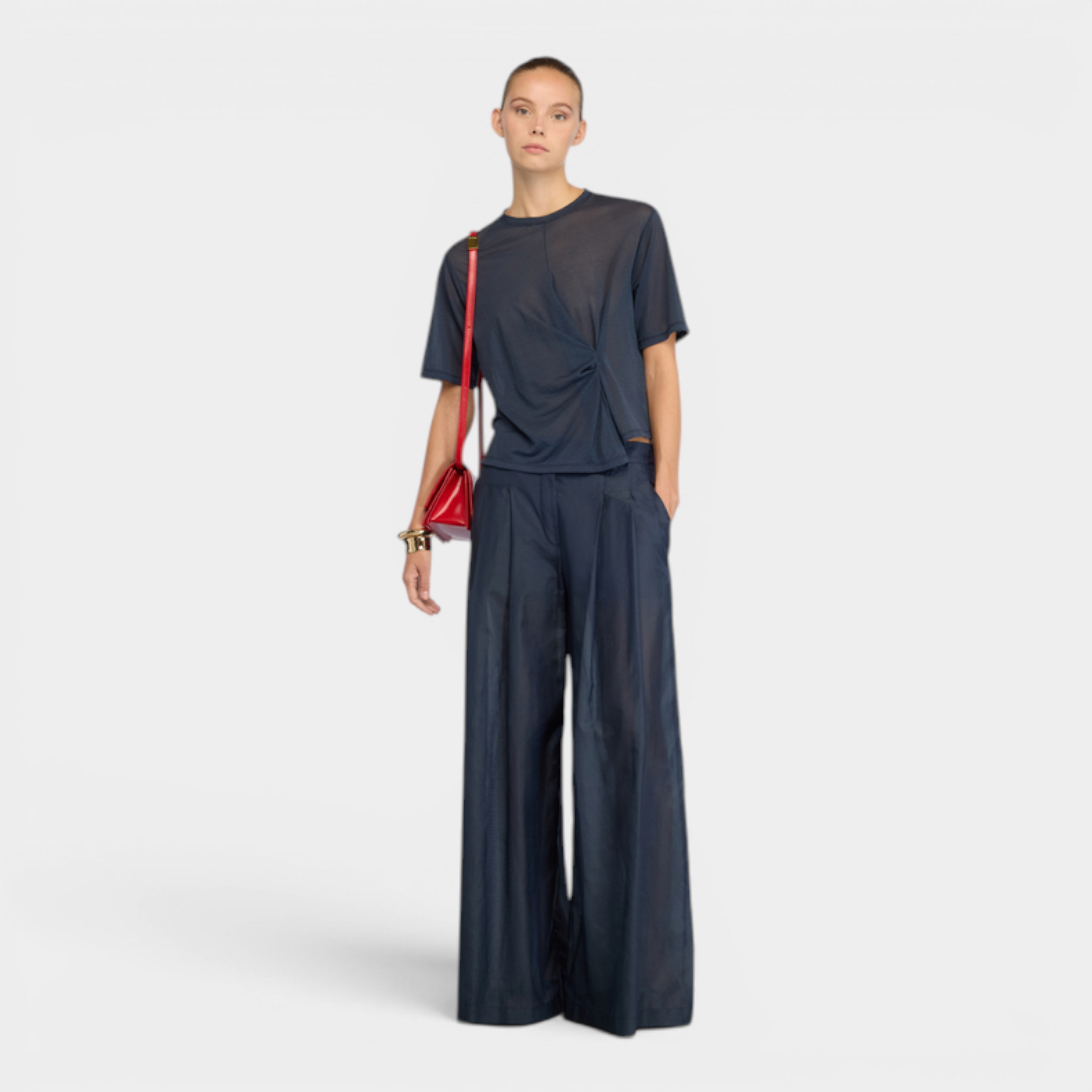Semicouture Tee Shirt Ophelia in mussola - Blu