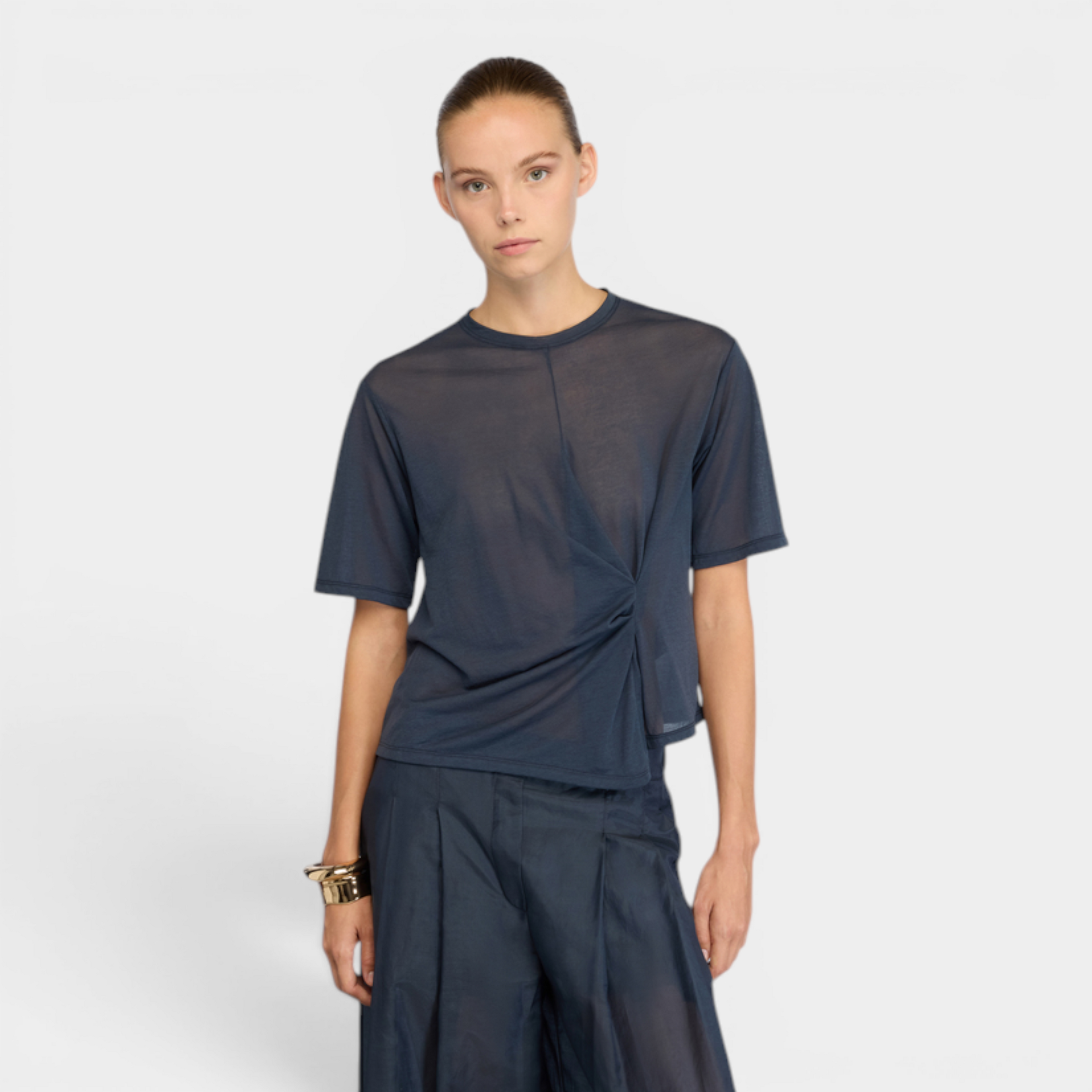 Semicouture Tee Shirt Ophelia in mussola - Blu