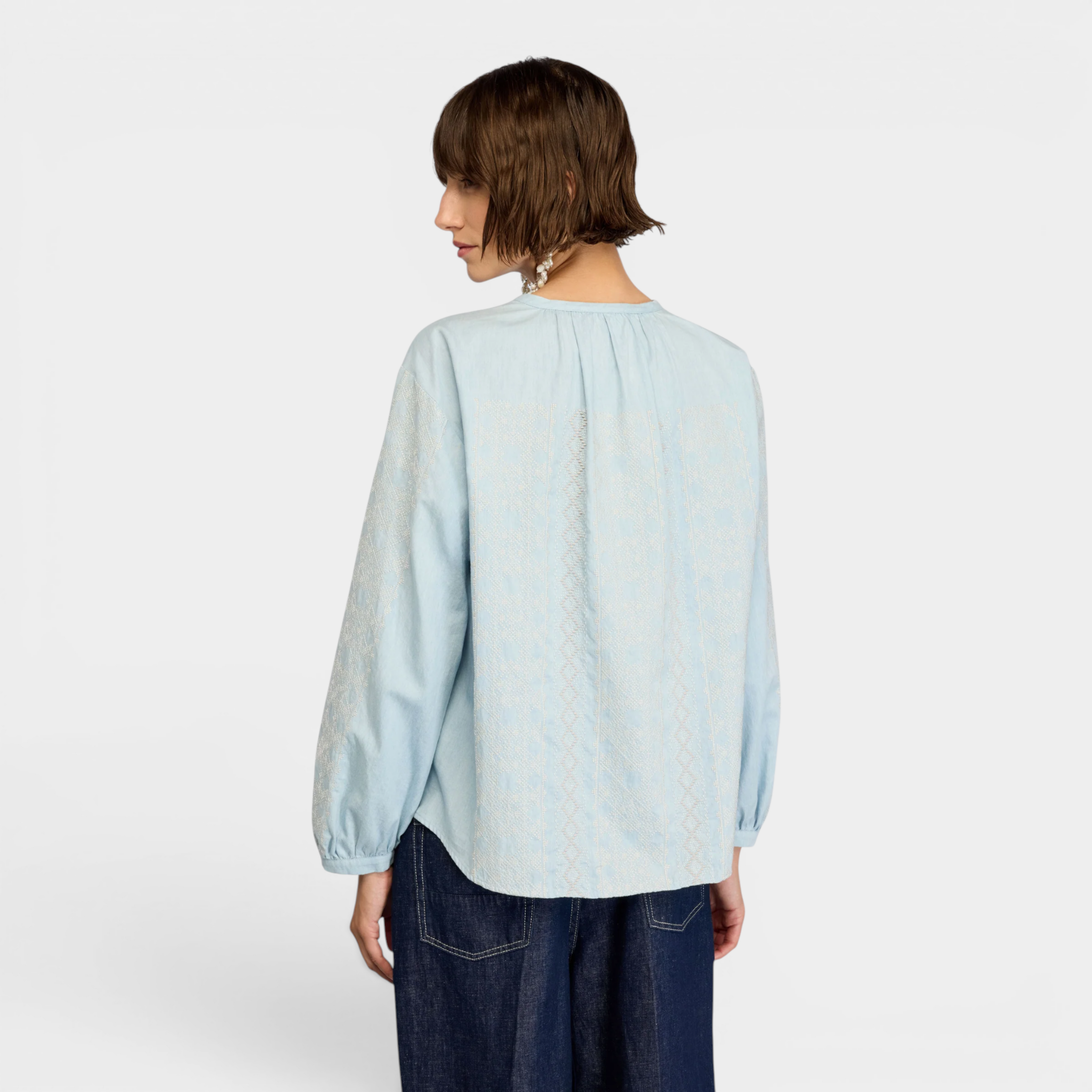Semicouture Blusa Zillah con ricami - Azzurro