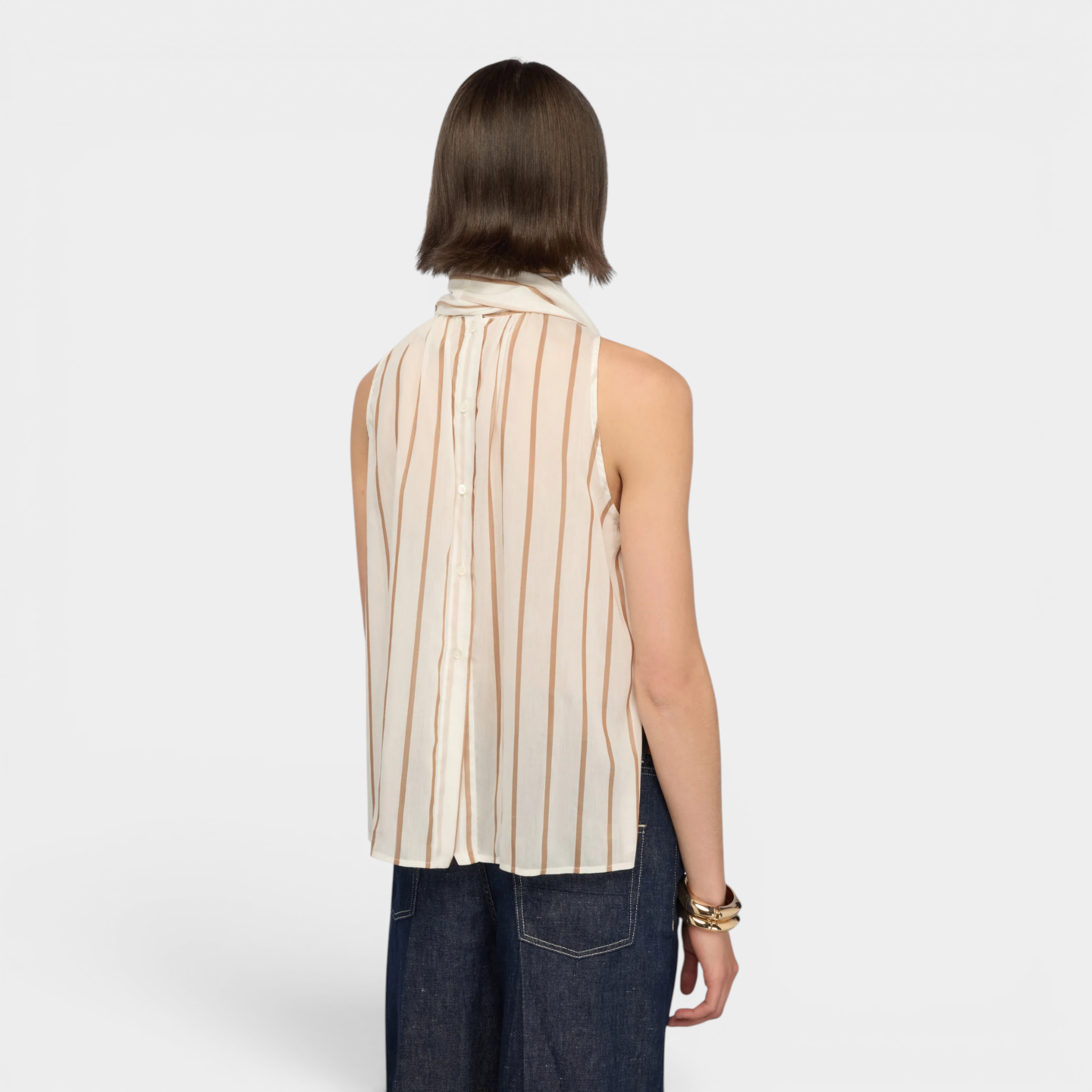Semicouture Top a righe Jana - Bianco/Marrone