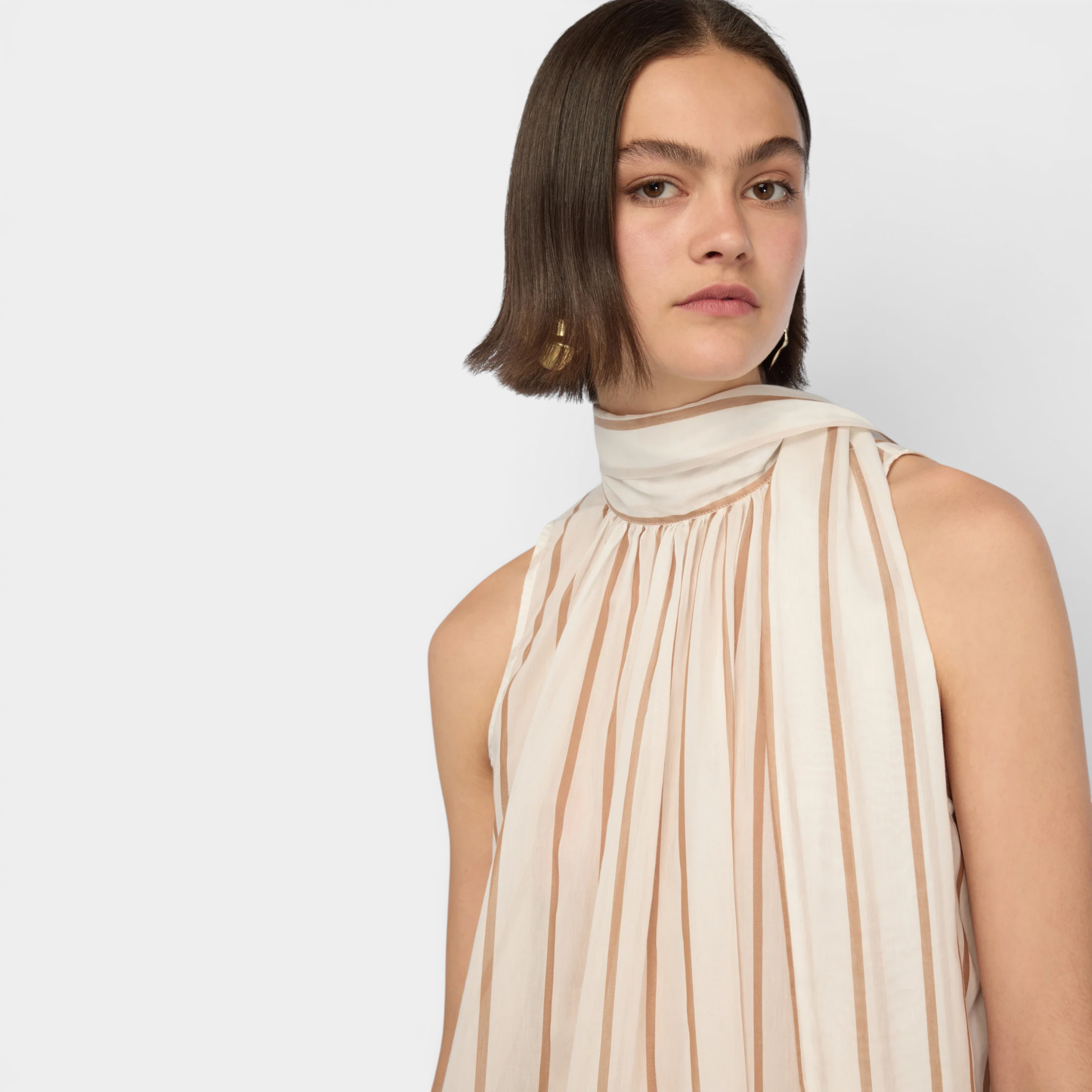 Semicouture Top a righe Jana - Bianco/Marrone