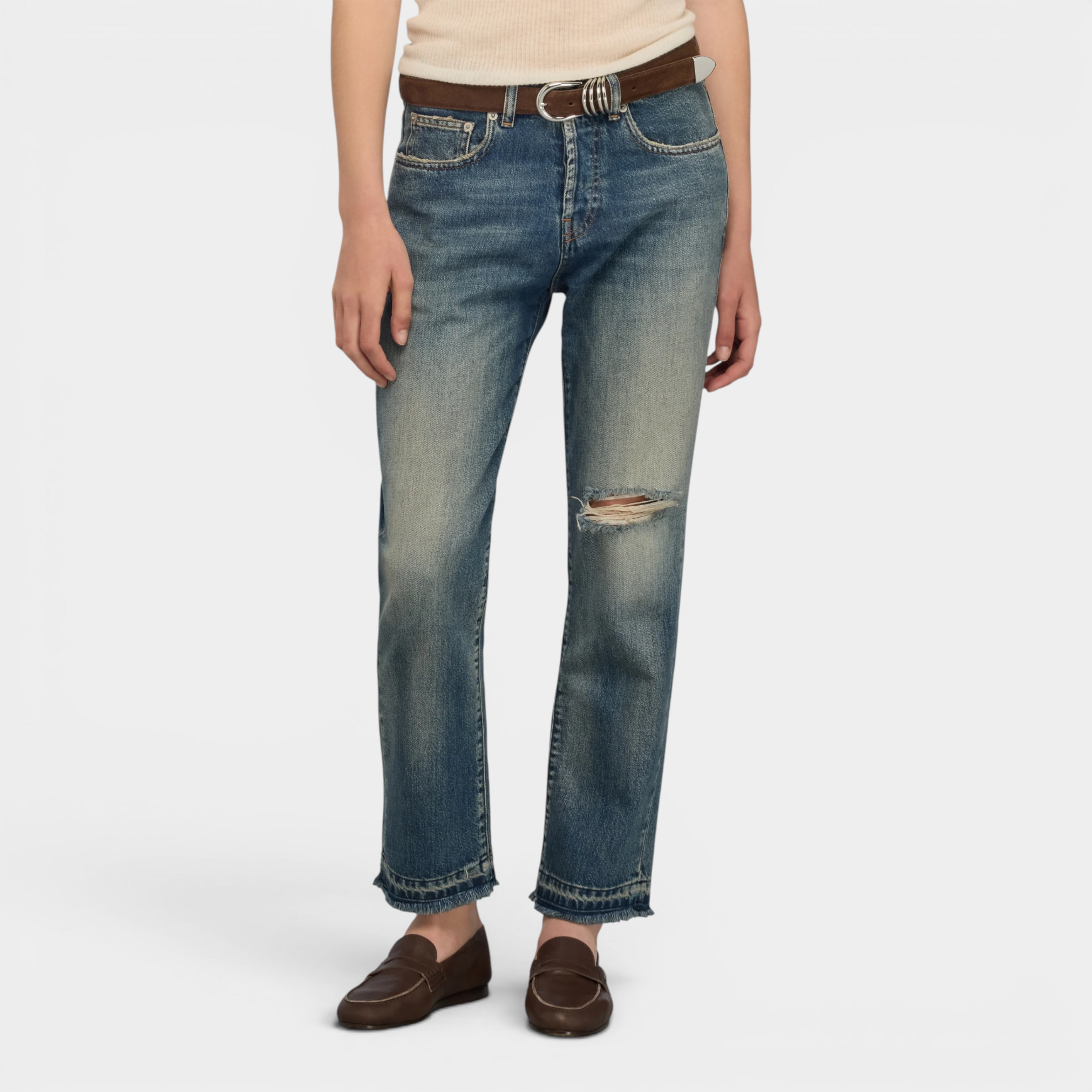 Semicouture Jeans Lucrecia con rottura - Denim stone