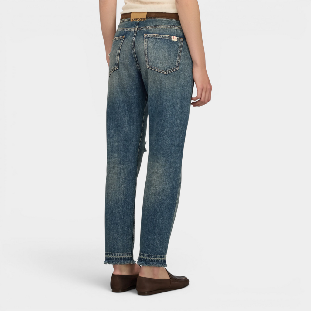 Semicouture Jeans Lucrecia con rottura - Denim stone