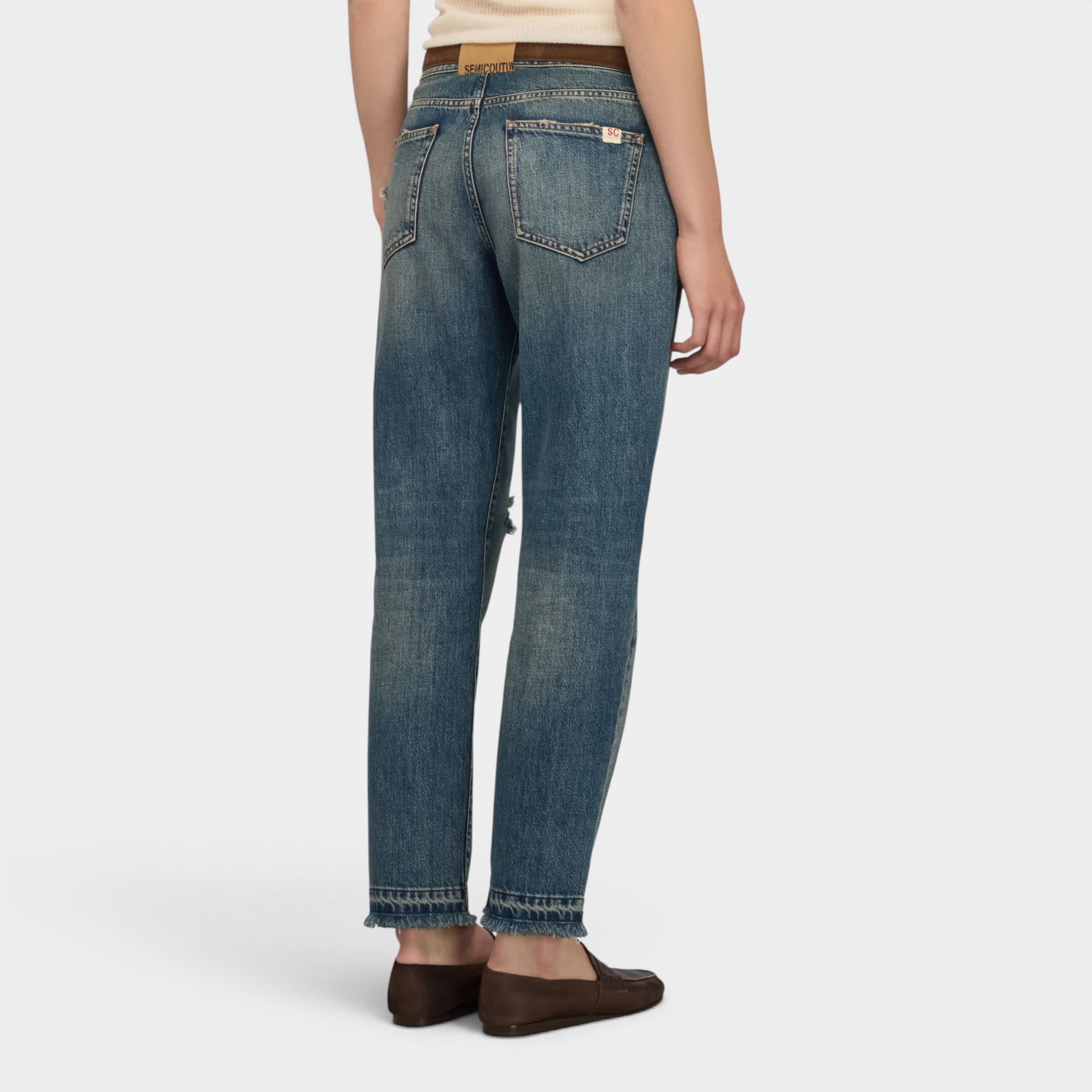 Semicouture Jeans Lucrecia con rottura - Denim stone