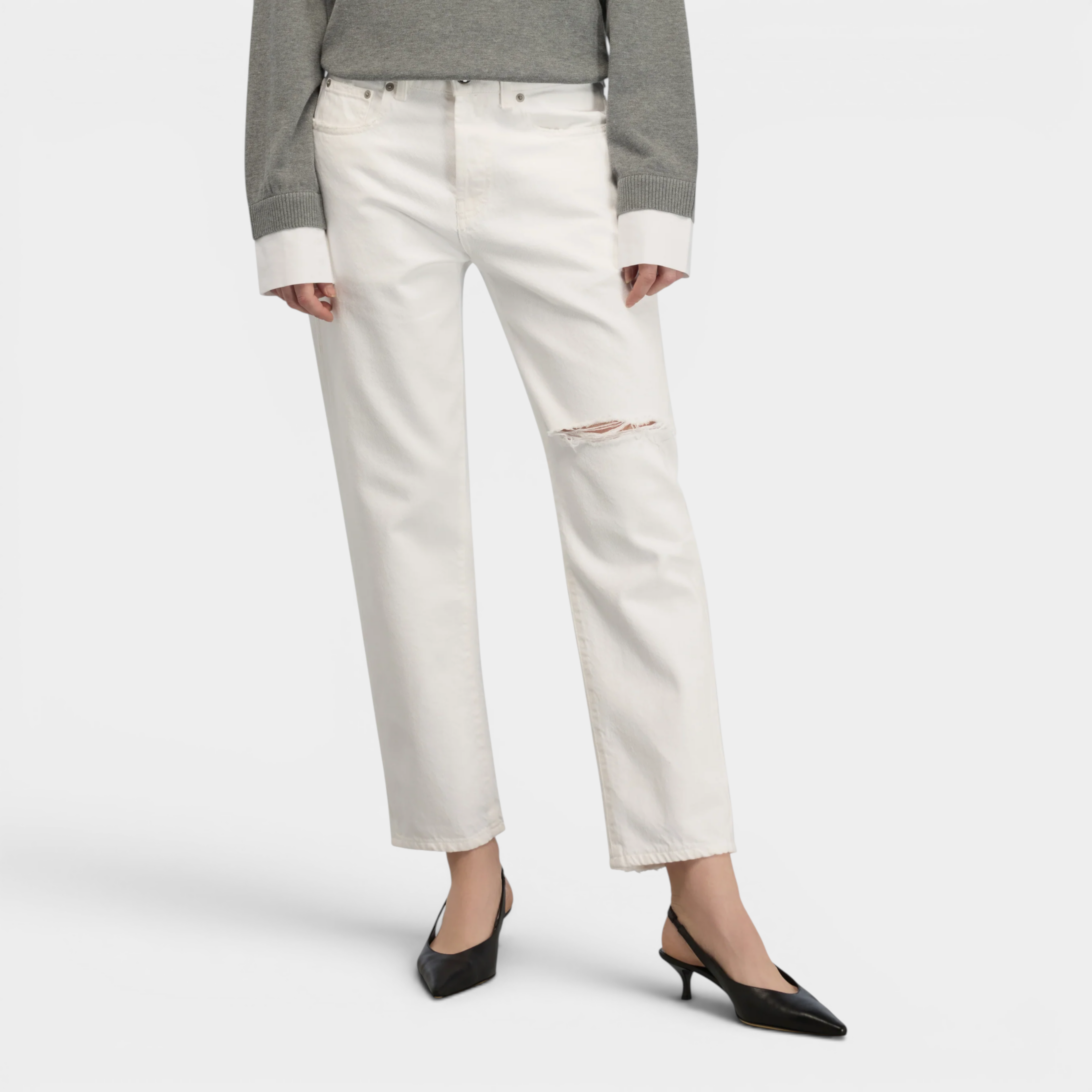 Semicouture Jeans Lucrecia con rottura - Bianco