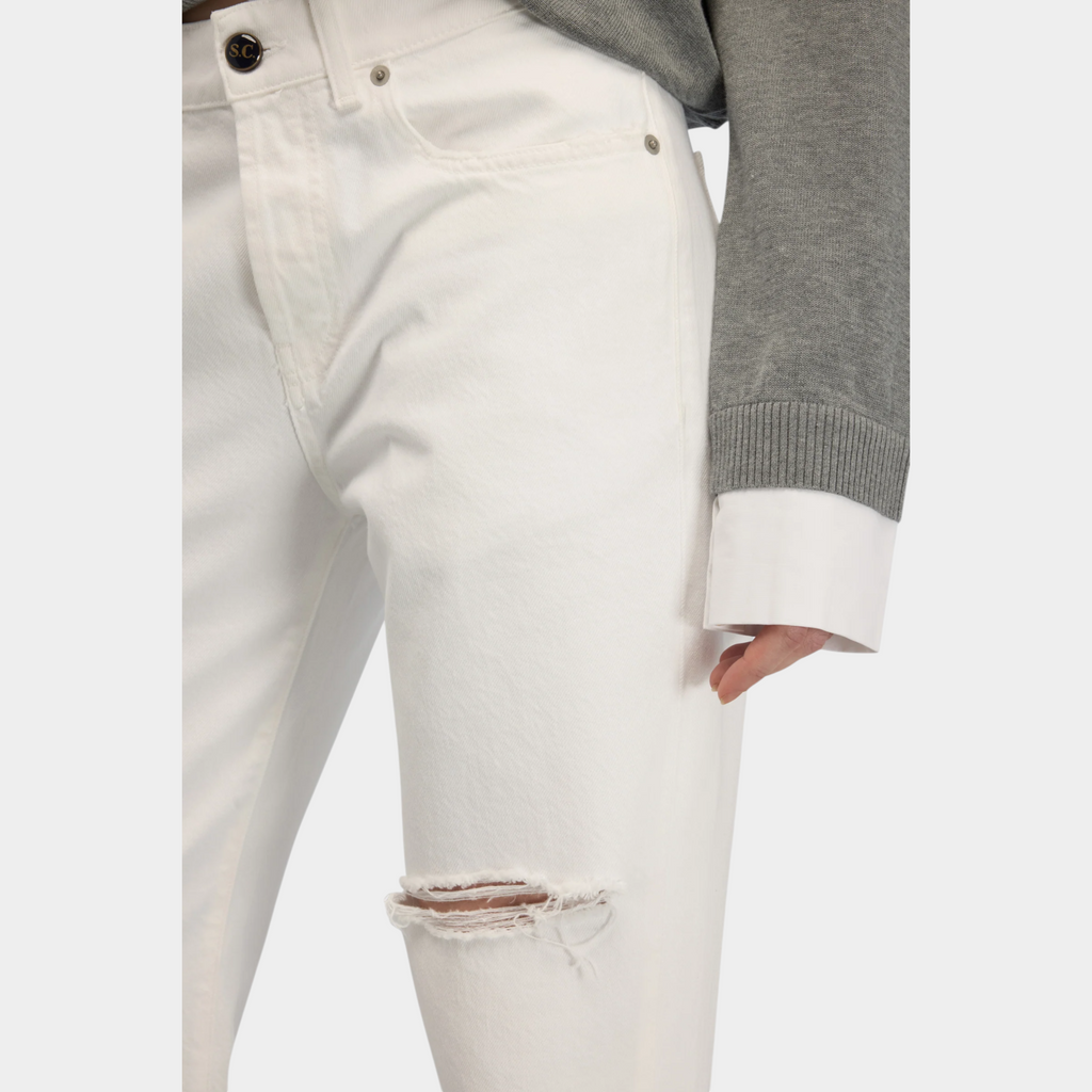 Semicouture Jeans Lucrecia con rottura - Bianco