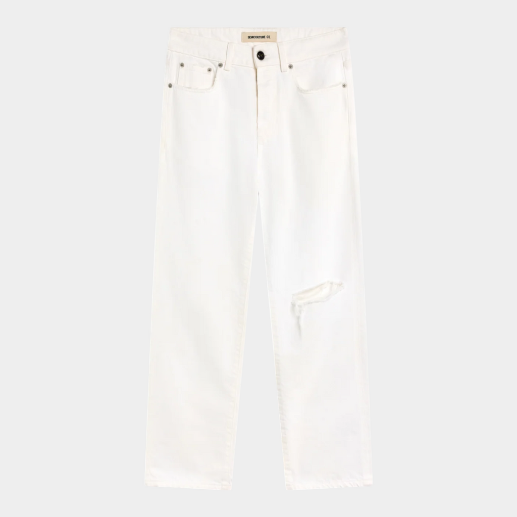 Semicouture Jeans Lucrecia con rottura - Bianco