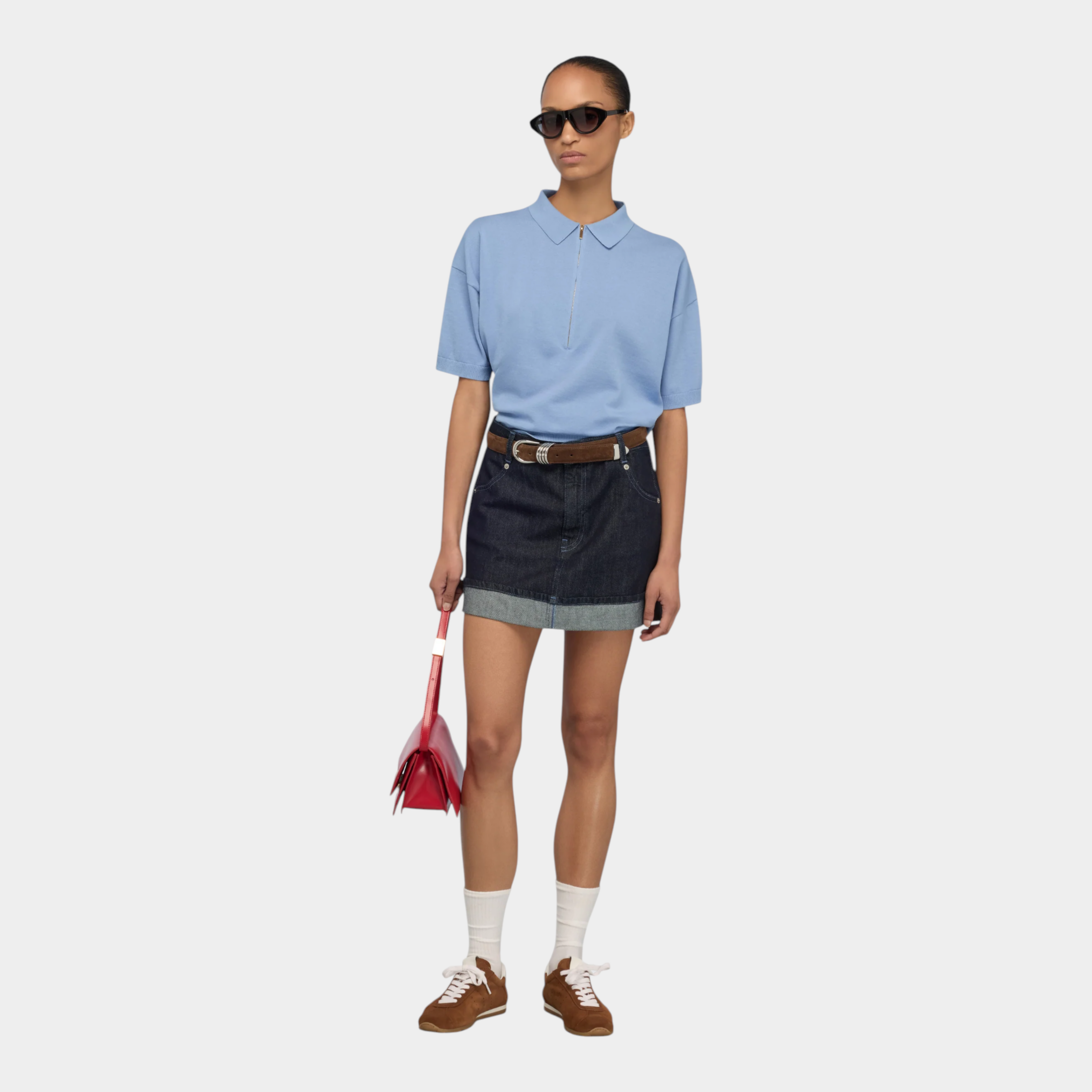 Semicouture Minigonna Floriane con risvolto - Denim scuro
